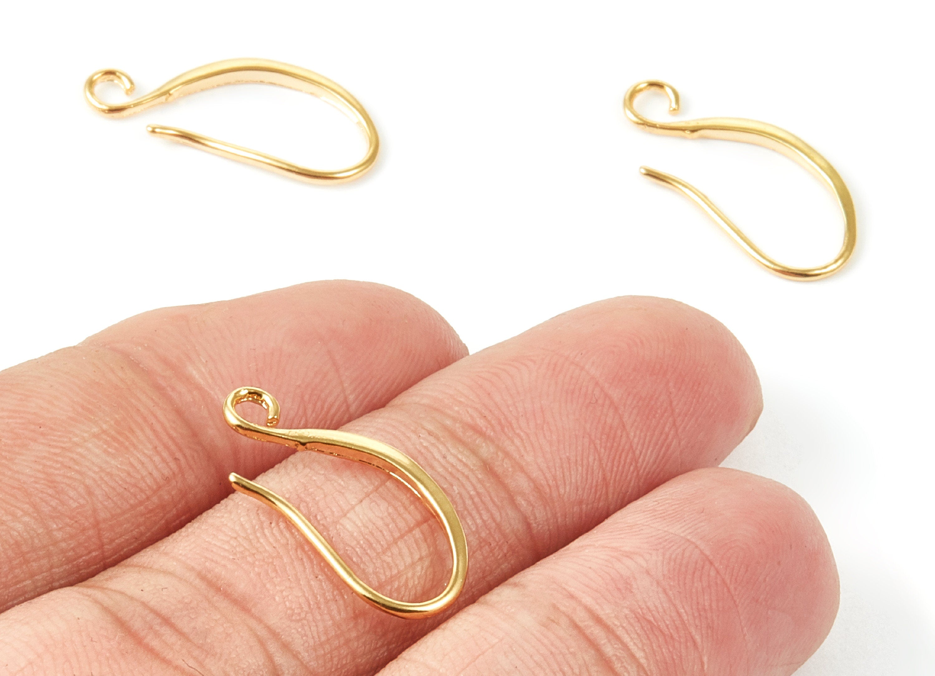 18K Real Gold Plated Brass Earring Wire - Brass Ear Wire - Earring Findings - Jewelry Supplies - 22.11x10.4x1.73mm - RGP1015 - DOMEDBAZAAR