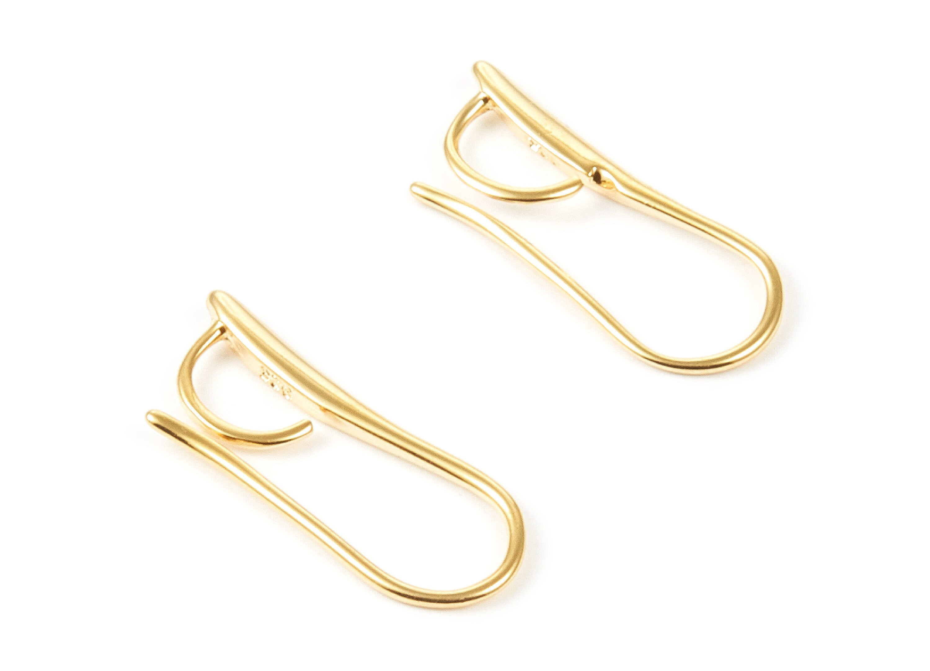 18K Real Gold Plated Brass Earring Wire - Brass Ear Wire - Earring Findings - Jewelry Supplies - 21x8.4x1.7mm - RGP1008 - DOMEDBAZAAR