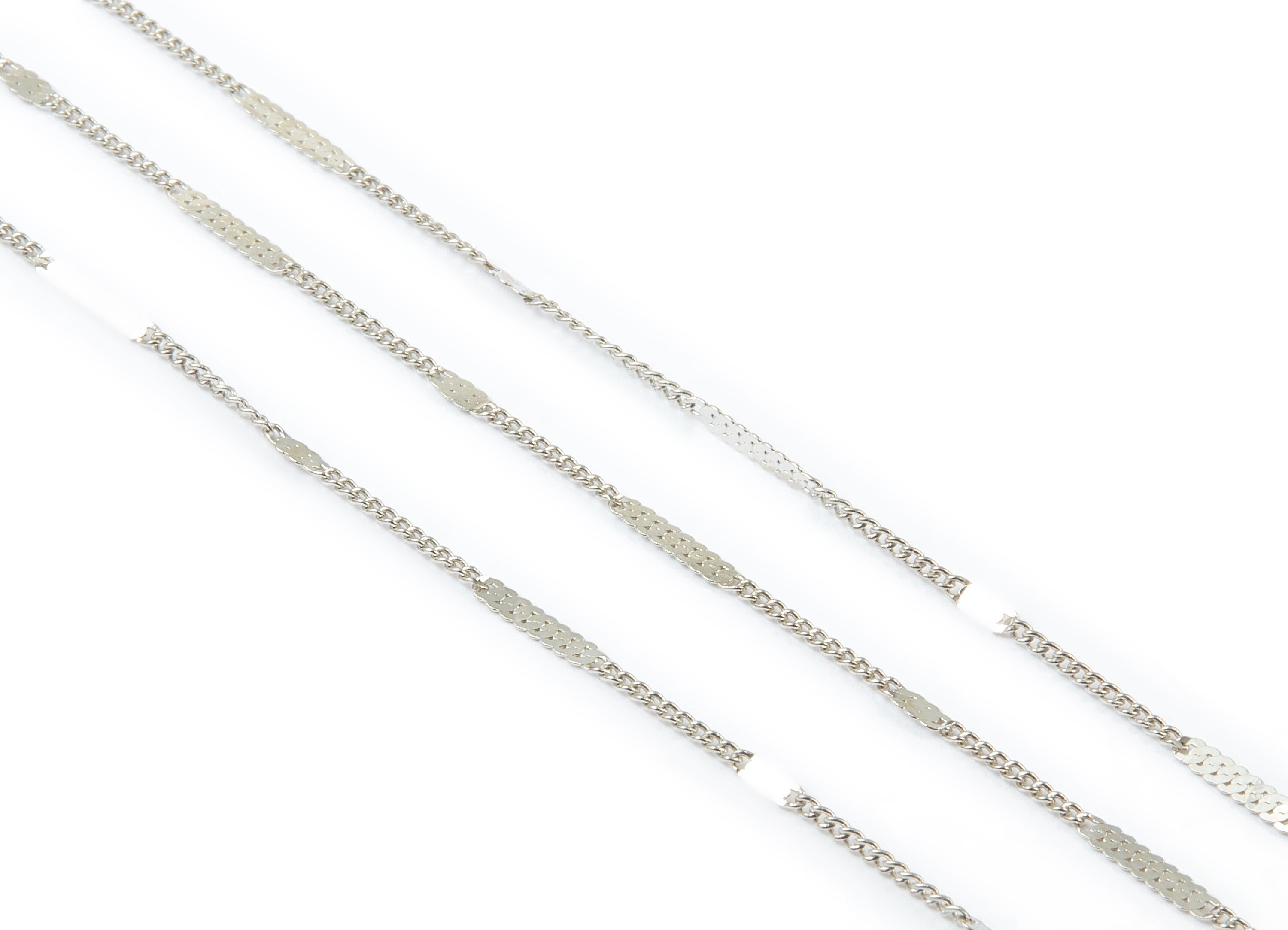 Hammered Satellite Curb Chain - Brass Chain - Silver Tone Plated Chain - Soldered Chain - 0.08" x 0.05" x 0.08" - CC1107S - DOMEDBAZAAR