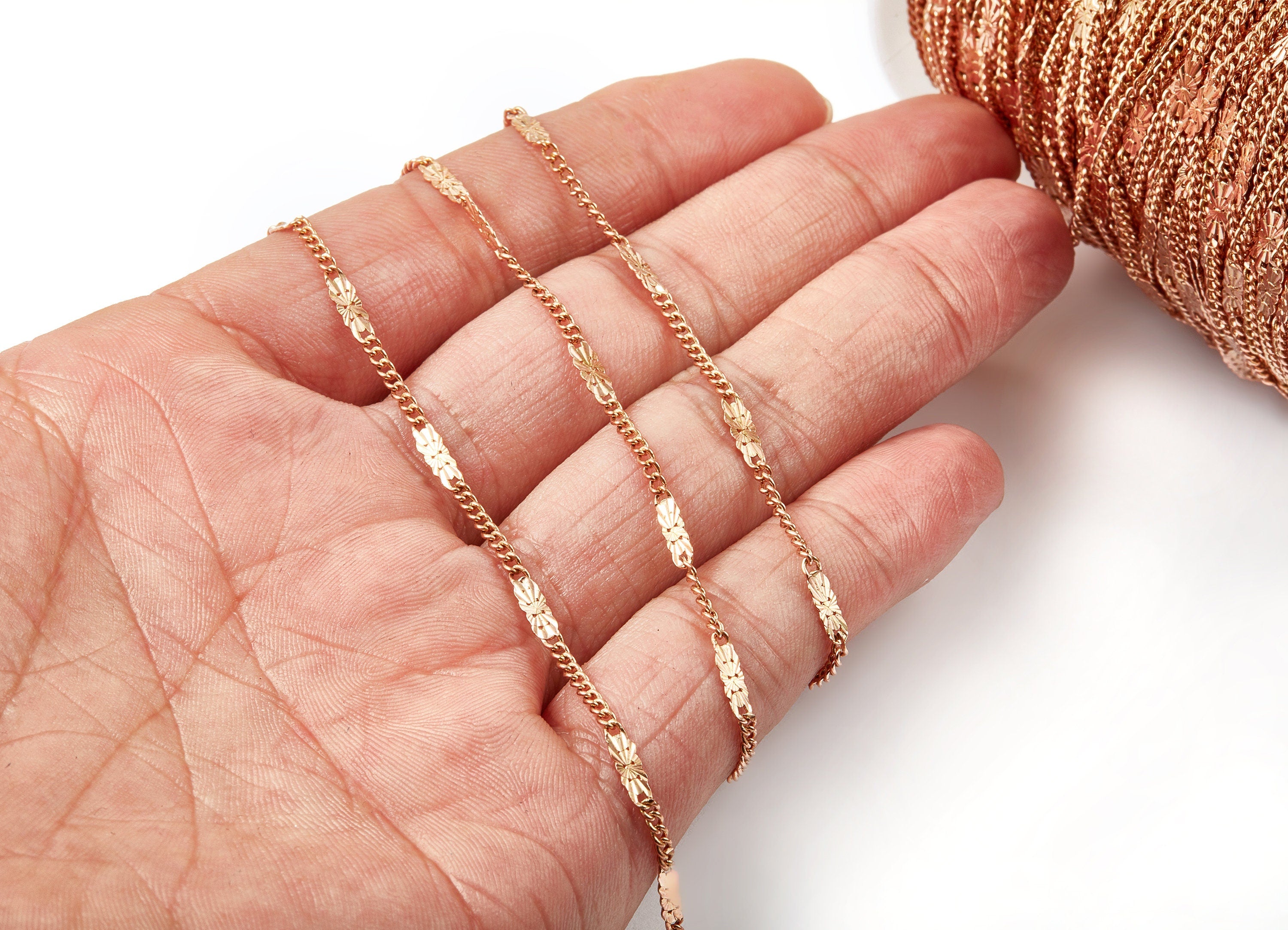 Hammered Satellite Curb Chain - Raw Brass Chain - Soldered - 0.10" x 0.07" x 0.11"- for Necklace Bracelet Jewellery Making - CC1108 - DOMEDBAZAAR