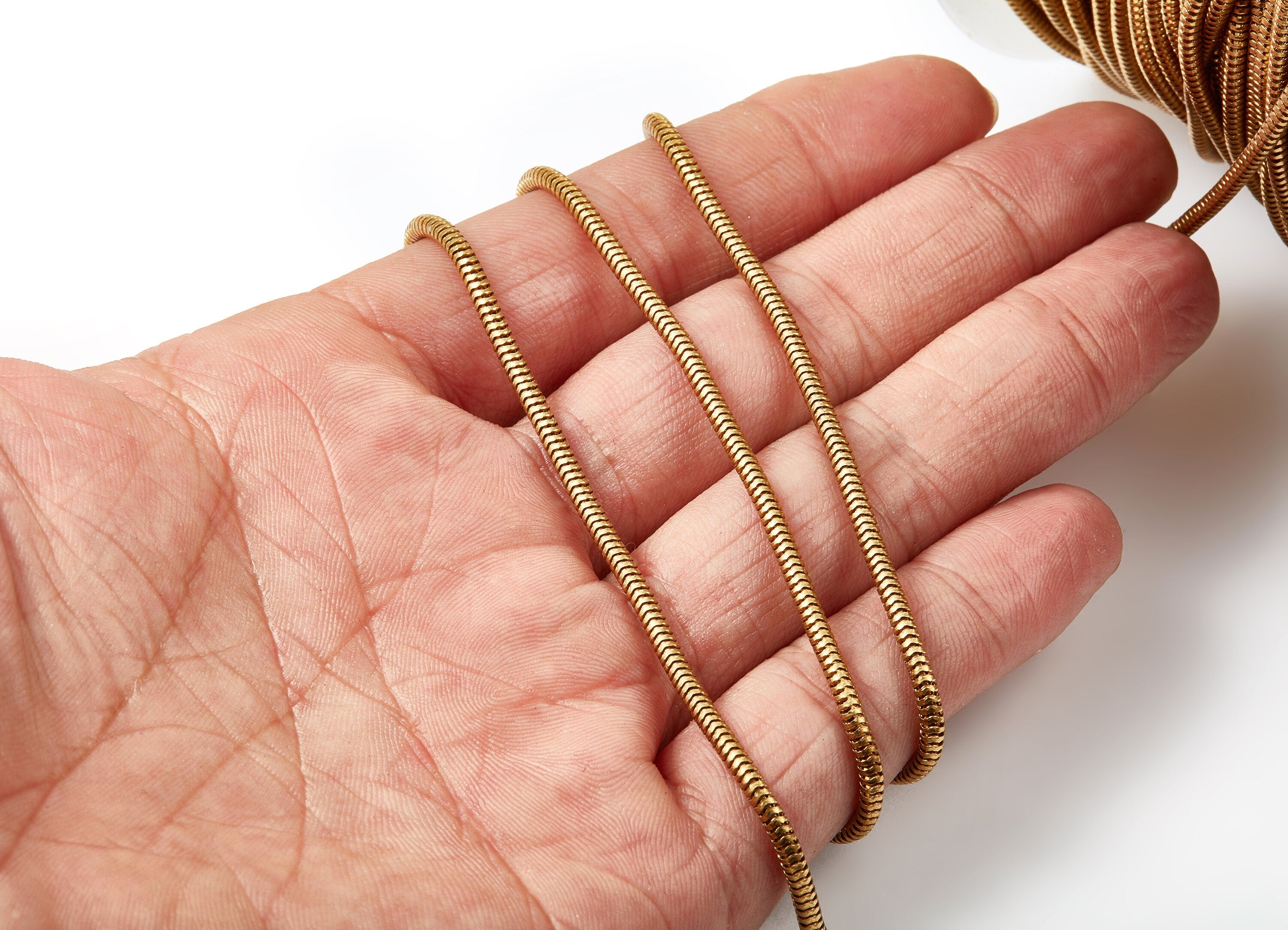 Brass Snake Chain - Raw Brass Chain - Round Snake Chain - 0.10" x 0.10" - for Necklace Bracelet Earing Jewellery Making - CC1081 - DOMEDBAZAAR