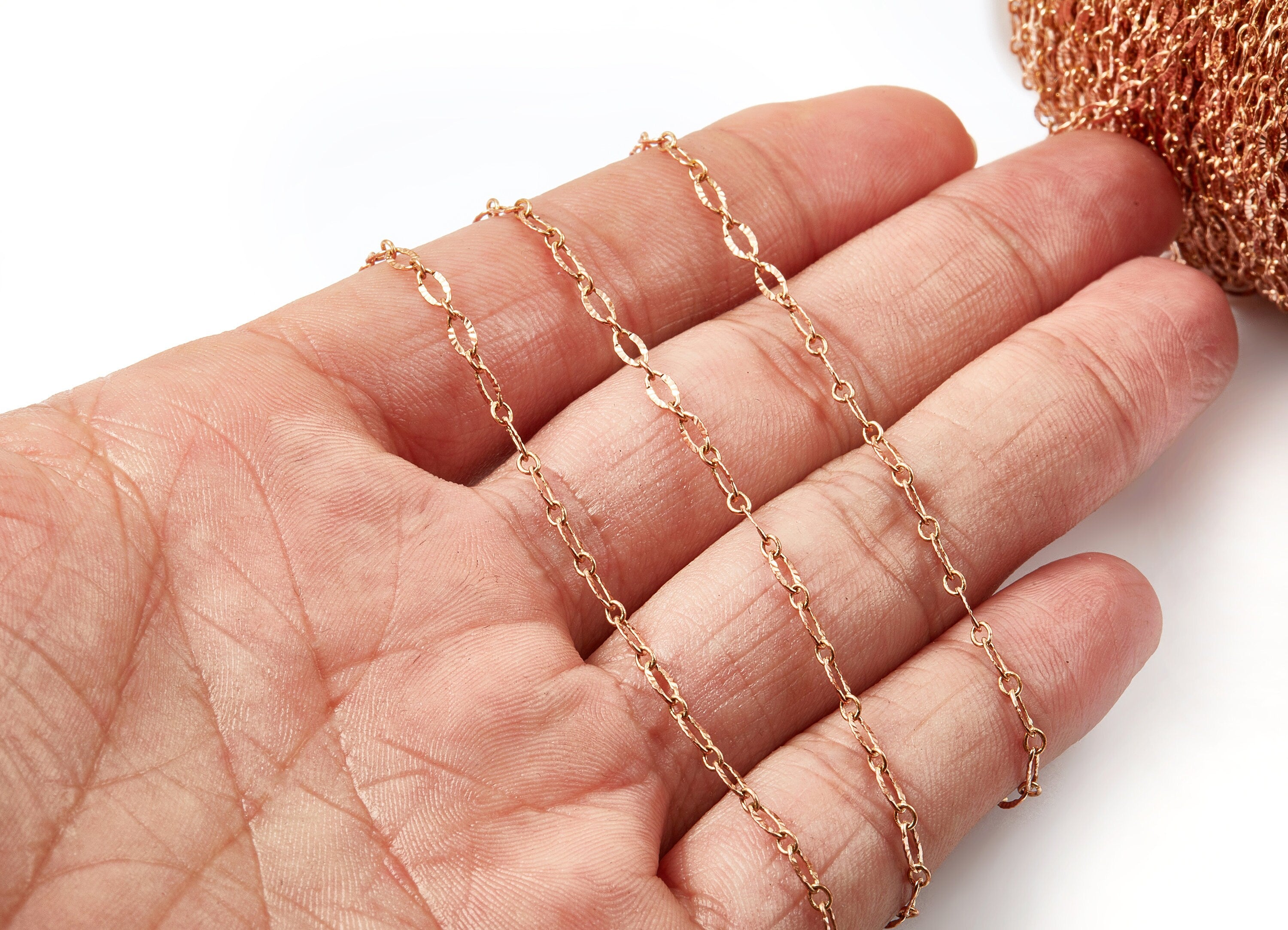 Textured Cable Chain - Hammered Chain - Flat Brass Chain - Soldered - 0.19" x 0.10" x 0.01" - Necklace Jewellery Making - CC1094 - DOMEDBAZAAR