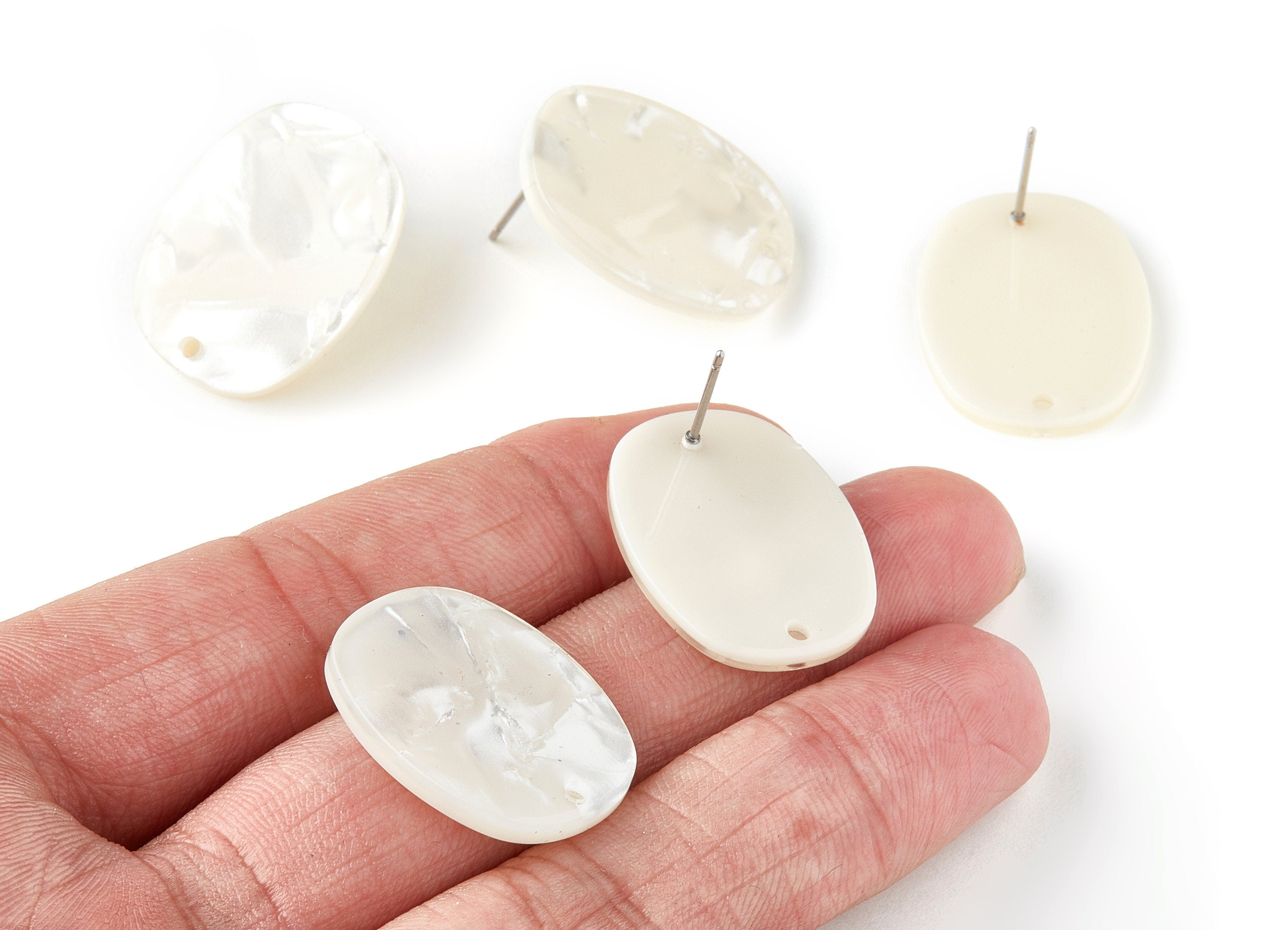 Acetate Oval Post Charms - Earring Stud - Oval Earrings - Earring Findings - Jewelry Supplies - Color Code: A31 - 26x19x2.6mm - AC1002W - DOMEDBAZAAR