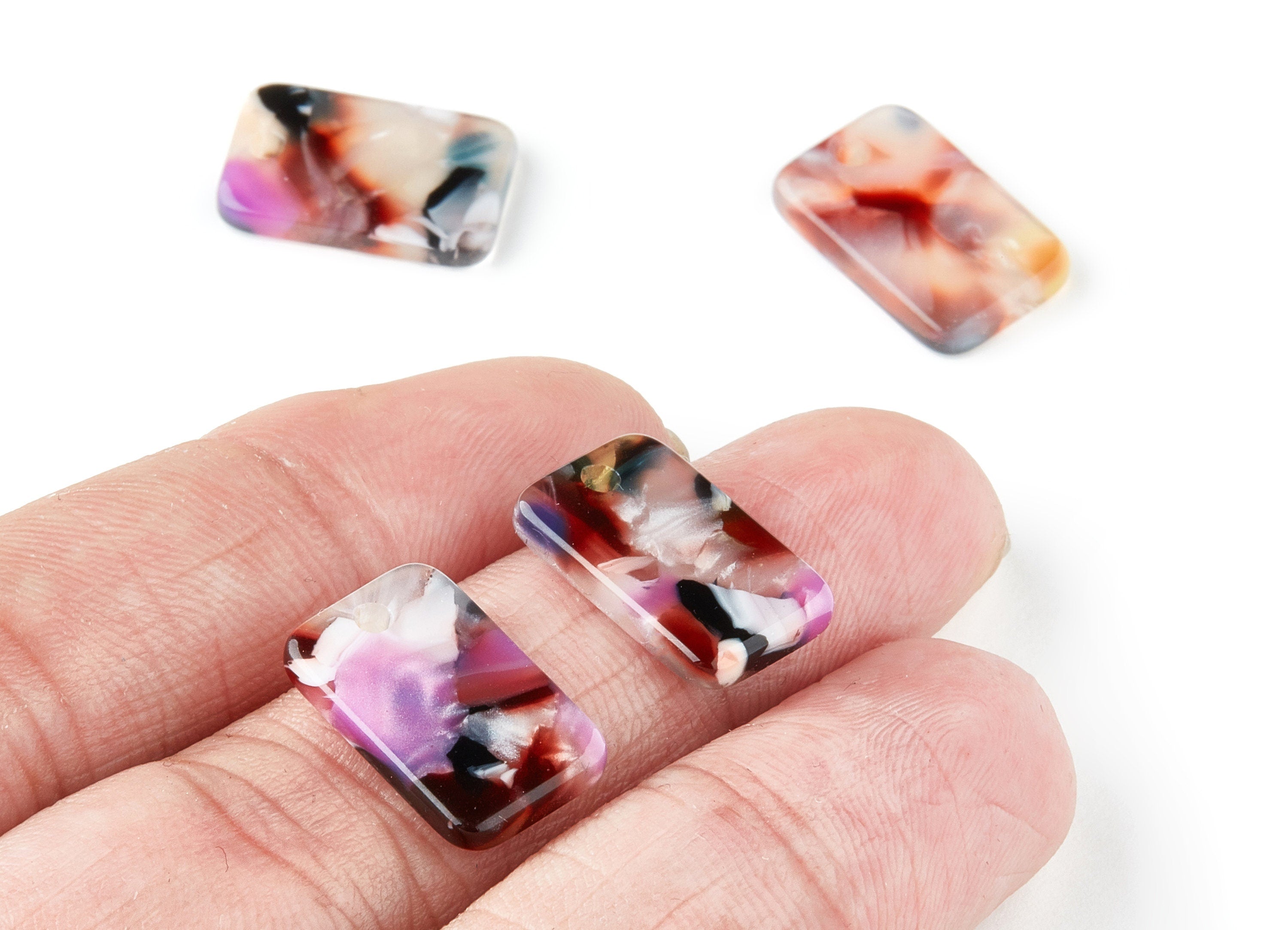 Acetate Rectangle Earring Charms - Rectangle Pendant - Earring Findings - Jewelry Supplies - Color Code: A11 - 16.9x10.9x2.7mm - AC1143G - DOMEDBAZAAR