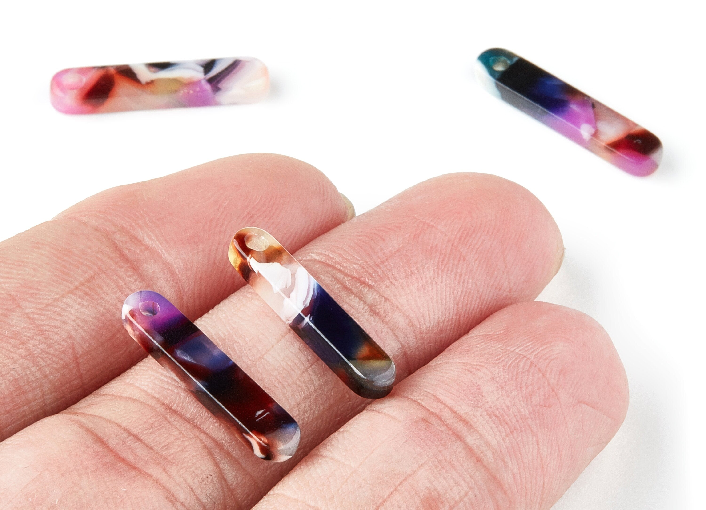 Acetate Stick Earring Charms - Stick Shaped Pendant - Earring Findings - Jewelry Supplies - Color Code: A11 - 20.6x4.27x2.6mm - AC1150H - DOMEDBAZAAR