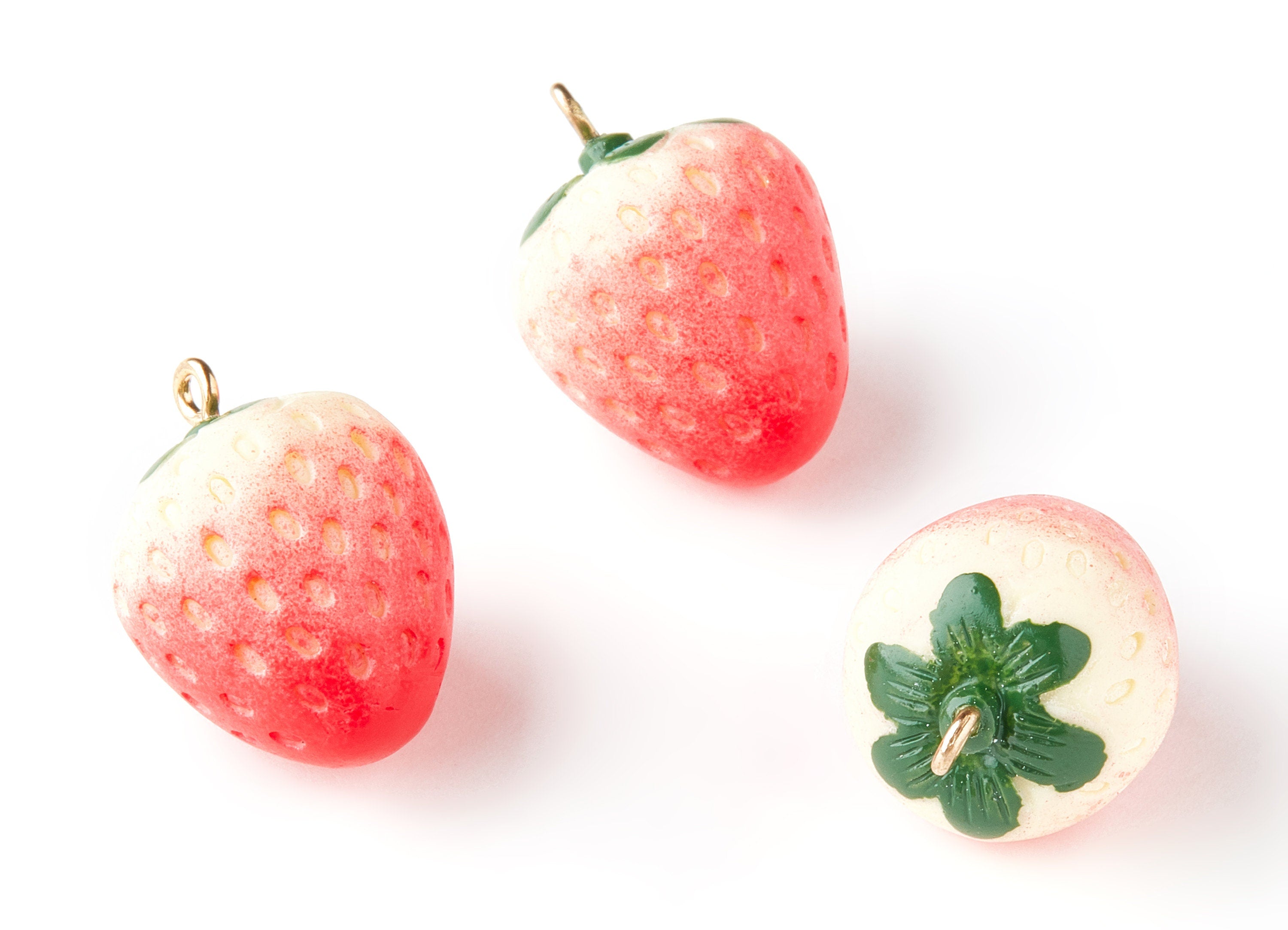 Resin Earring Charms - Strawberry Shaped Resin Charms - Resin Pendant - 26.3x18.3mm - RC1018 - DOMEDBAZAAR