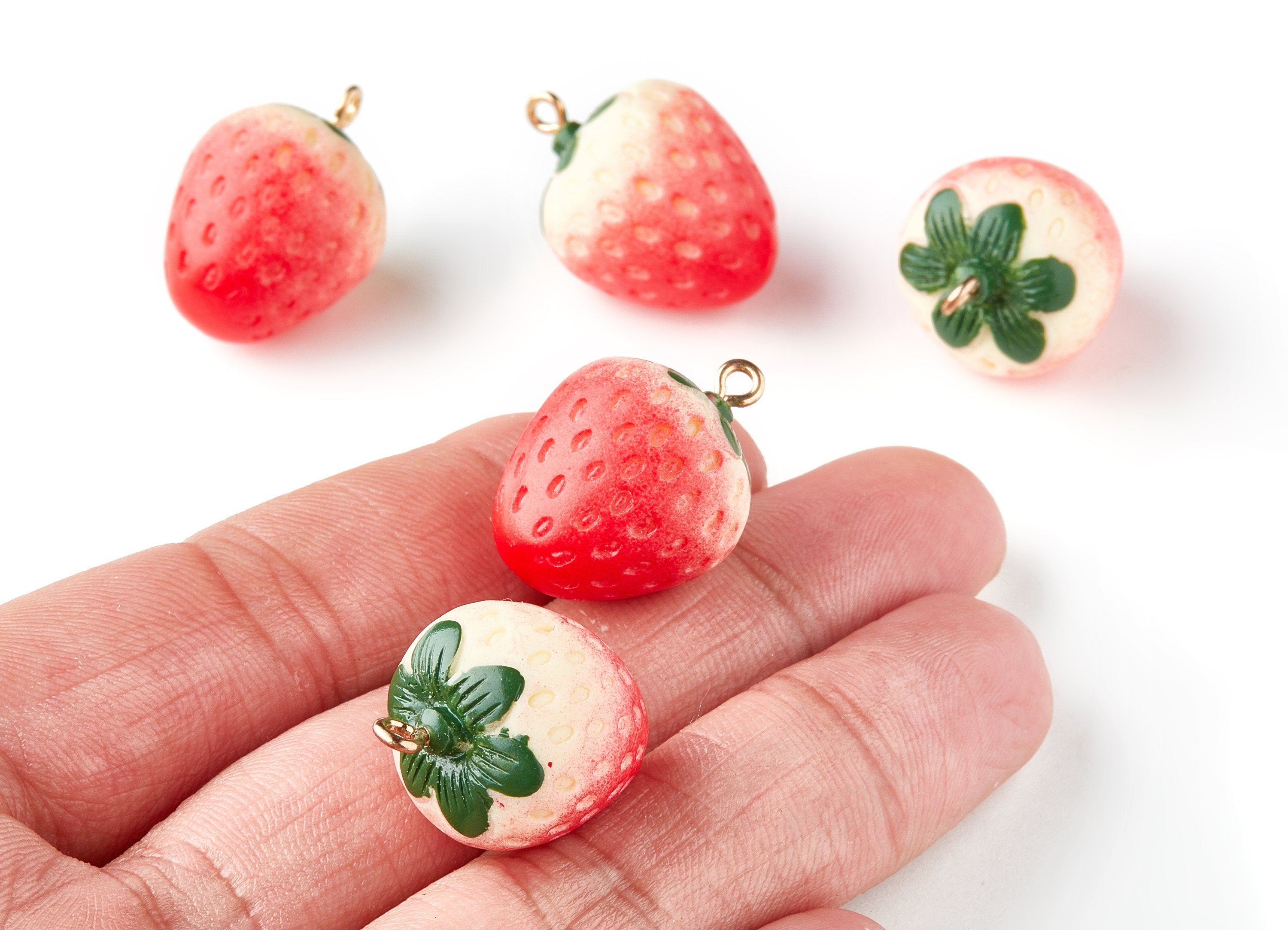 Resin Earring Charms - Strawberry Shaped Resin Charms - Resin Pendant - 26.3x18.3mm - RC1018 - DOMEDBAZAAR