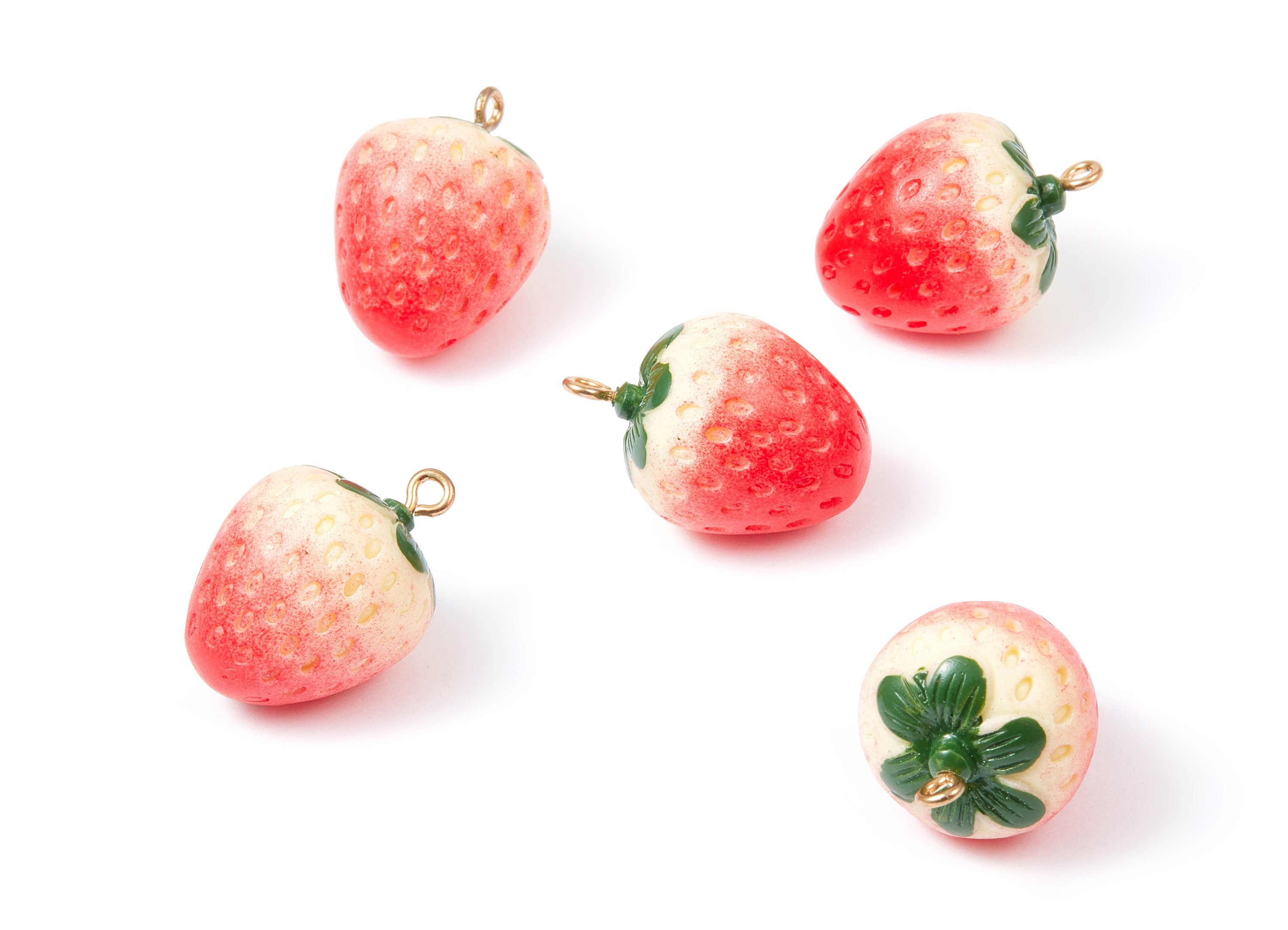 Resin Earring Charms - Strawberry Shaped Resin Charms - Resin Pendant - 26.3x18.3mm - RC1018 - DOMEDBAZAAR