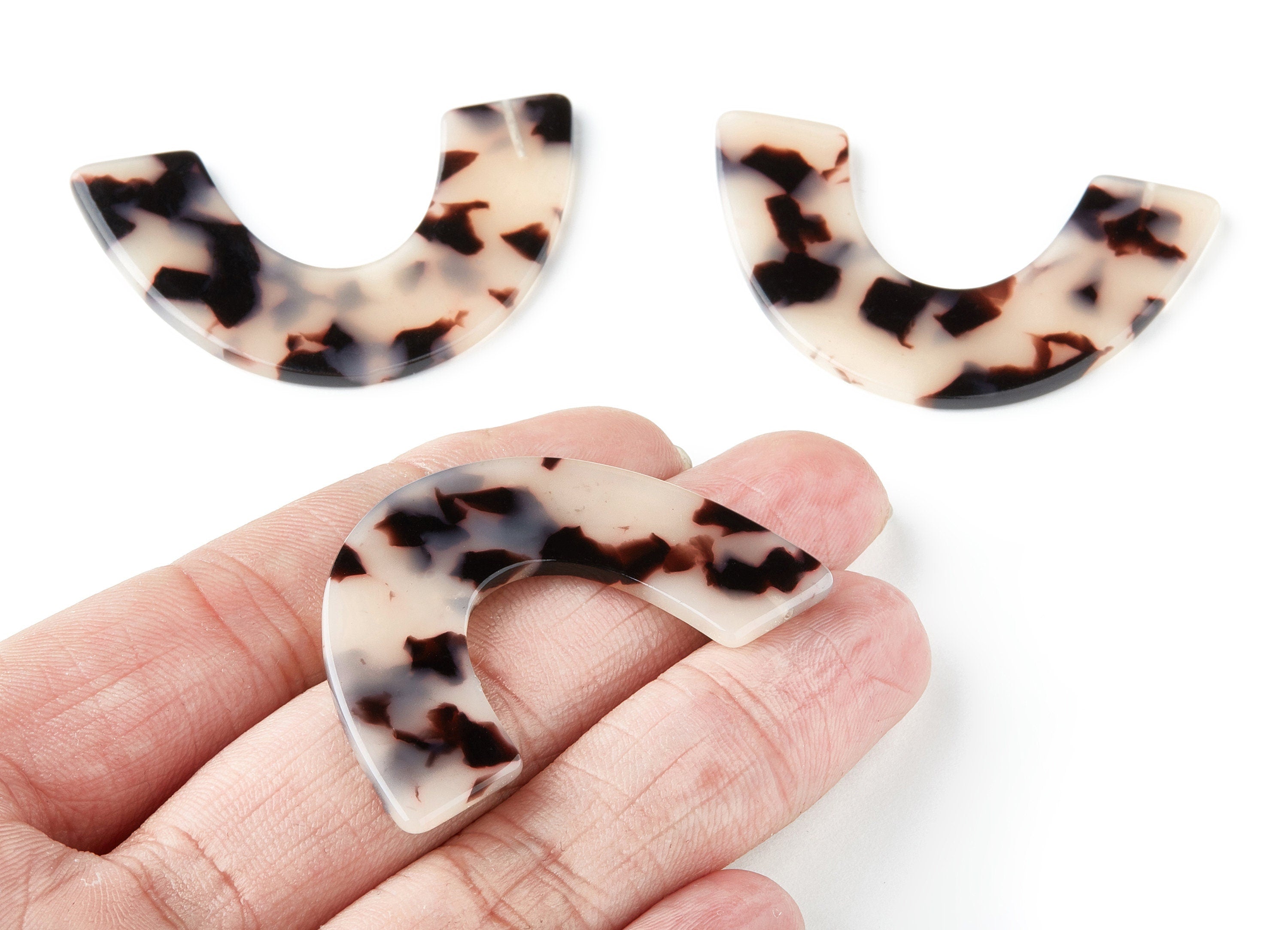 Acetate Large Arch Earring Charms One Hole - Semi Oval & U Shaped Pendant - Color Code: A06 - 30.8x48.5x2.43mm - AC1095B3 - DOMEDBAZAAR