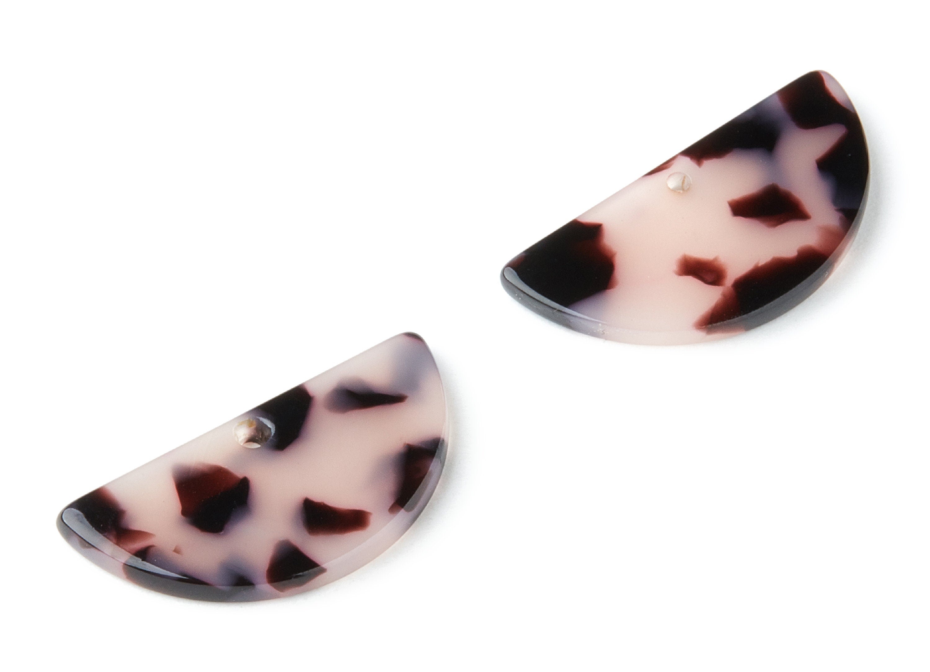 Acetate Semicircle Charms - Tortoise Shell Earrings - Semicircle Earrings & Pendant - Color Code: A06 - 14.4x28.8x2.55mm - AC1039G - DOMEDBAZAAR