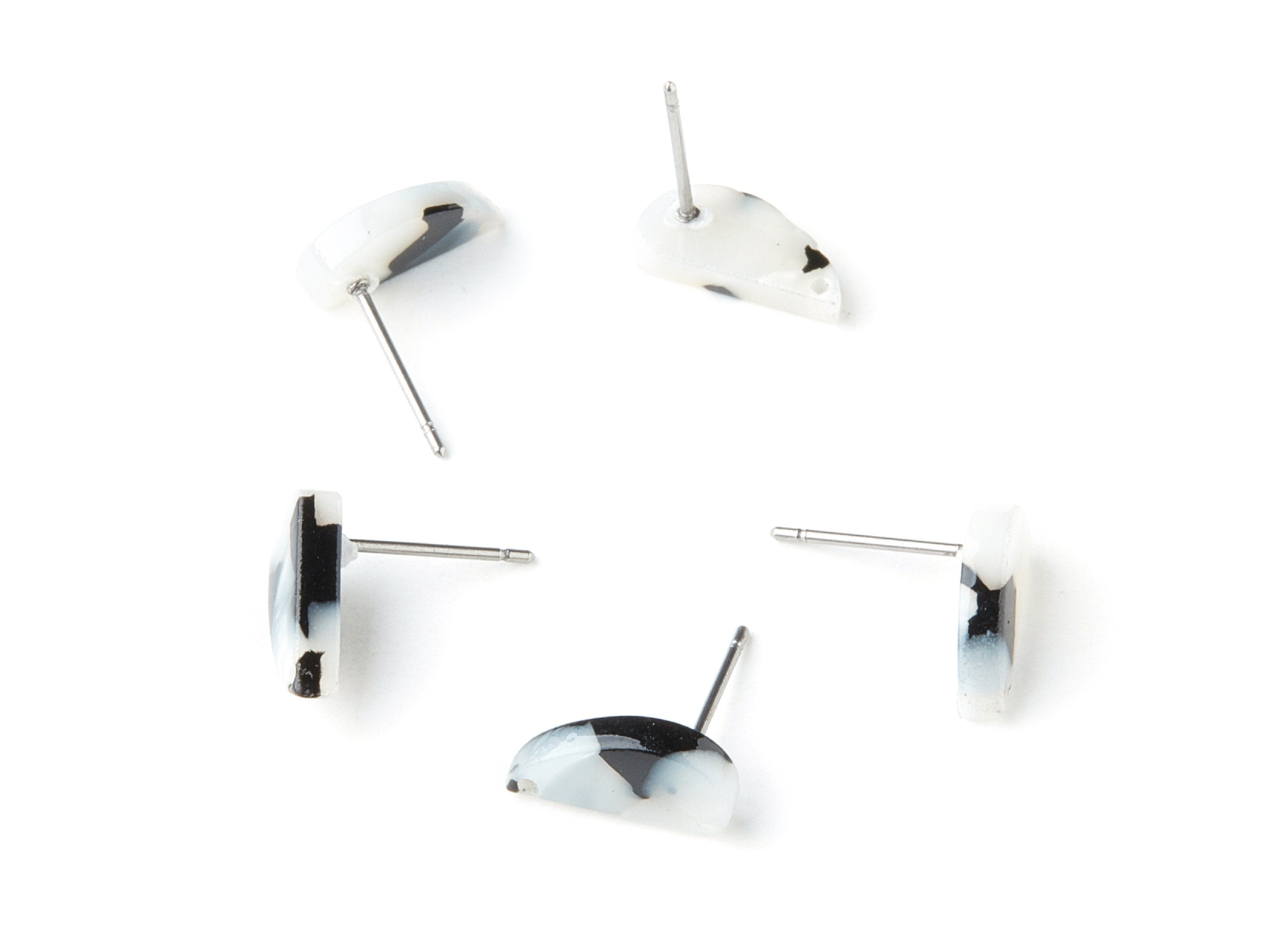 Acetate Acrylic Steel Charms - Post Charm - Tortoise Shell Earring - Half Drop Shaped Earrings - Color Code: A15 - 12.64x6.1x2.8mm - AC1228J - DOMEDBAZAAR