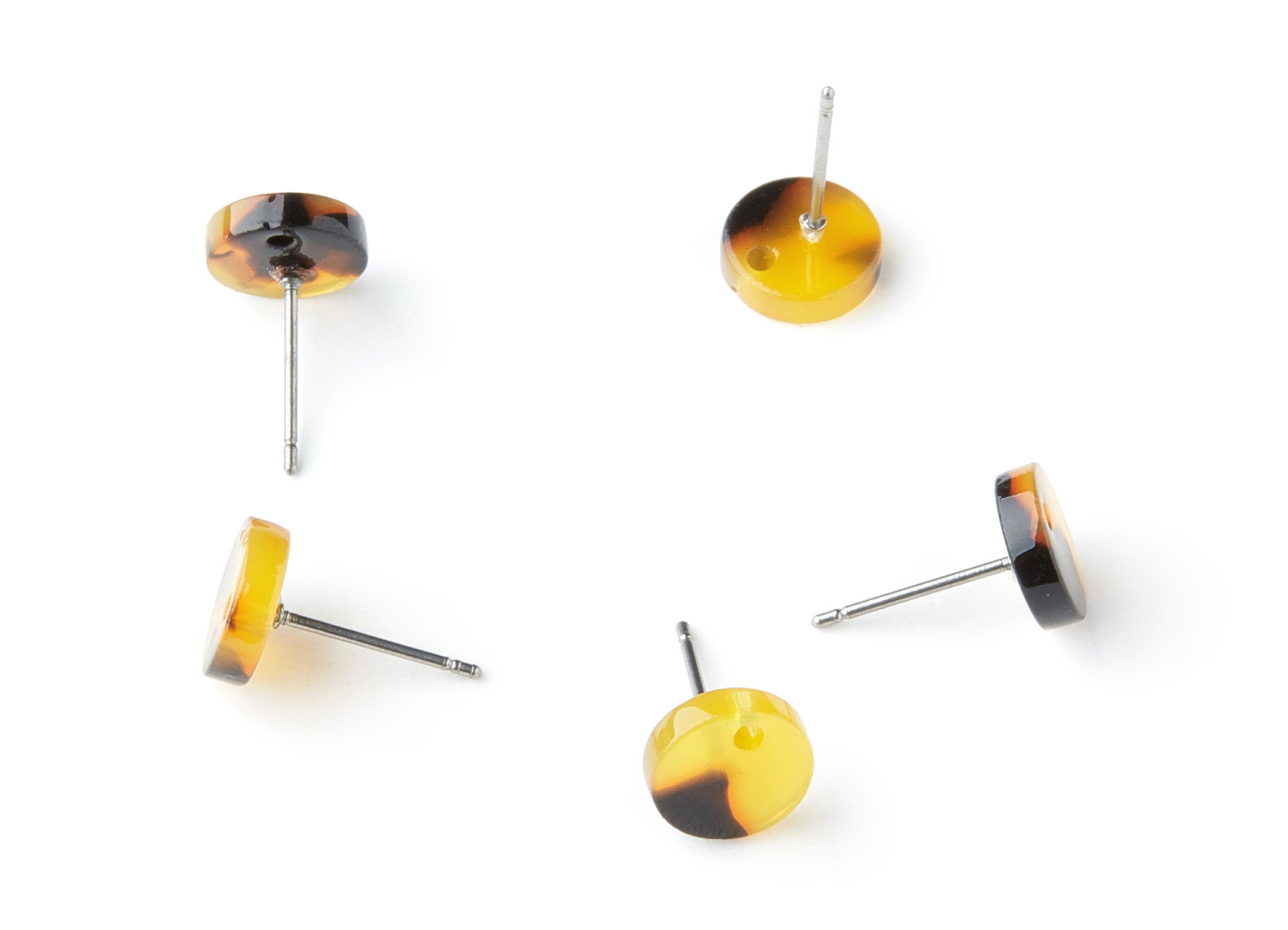 Acetate Acrylic Earring Stud - Post Charm - Tortoise Shell Earring - Circle Earrings - Color Code: A01 - 9x9x2.6mm - AC1347B - DOMEDBAZAAR