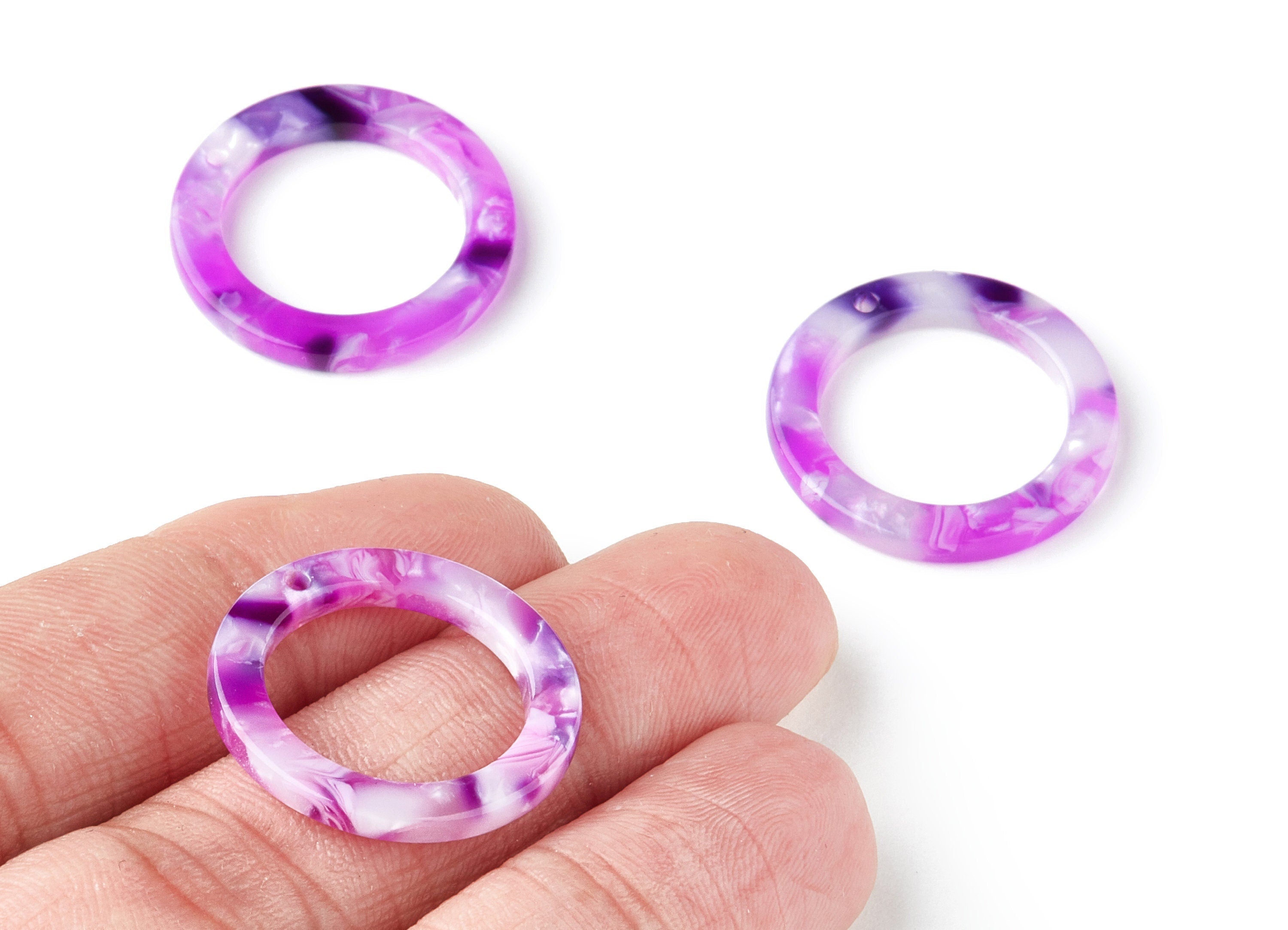 Acetate Hoop Earring Charms - Circle Shaped Pendant - Earring Findings - Jewelry Supplies - Color Code: A224 - 22.8x22.8x2.63mm - AC1118J - DOMEDBAZAAR
