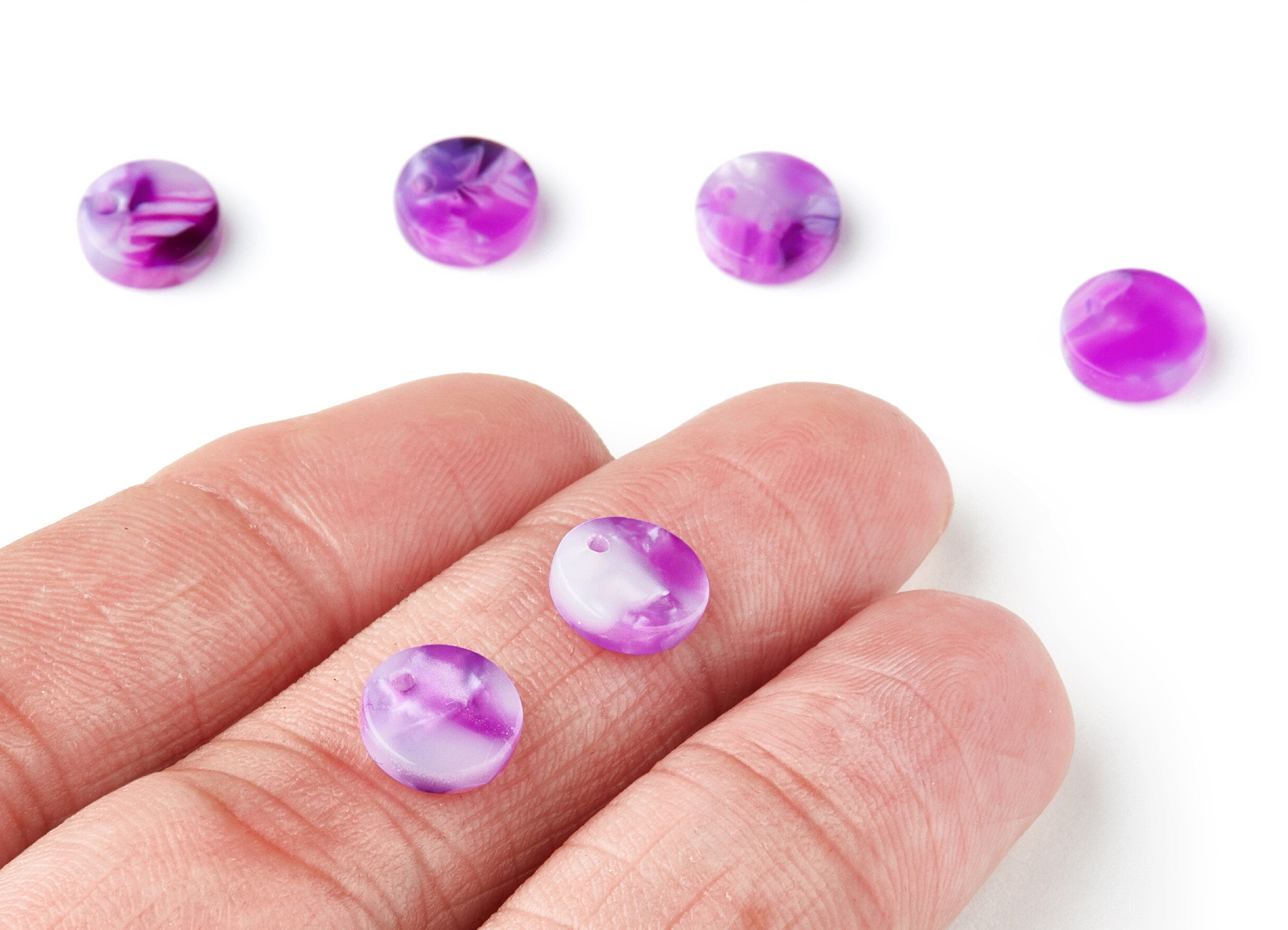 Acetate Round Charms - Coin Earring and Pendant - Earring Findings - Jewelry Supplies - Color Code: A224 - 8.82x8.82x2.7mm - AC1116J - DOMEDBAZAAR