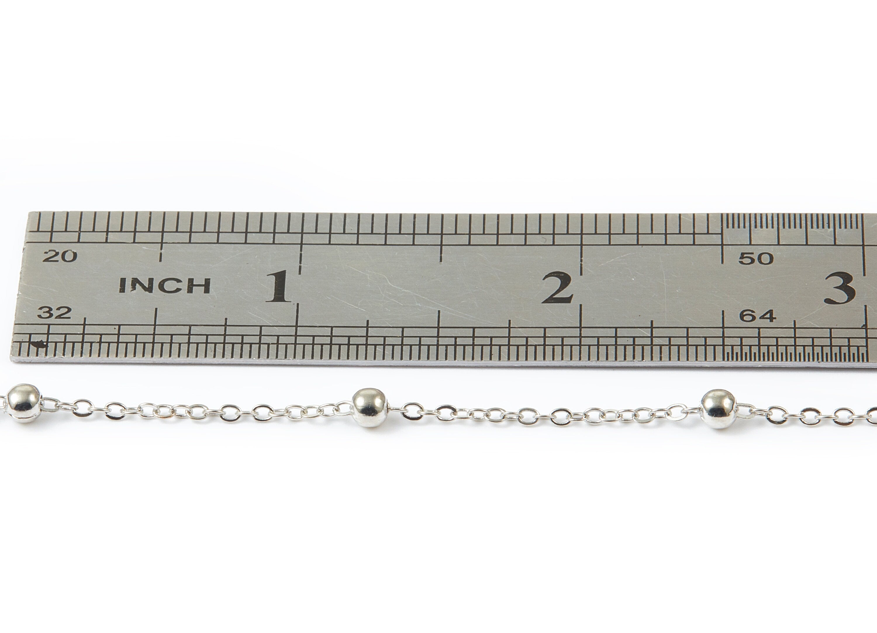 Ball Satellite Flat Cable Chain -Silver Plated Iron Chain - Soldered - 0.08" x 0.06" x 0.13" - Necklace Jewellery Making - CC1098S - DOMEDBAZAAR