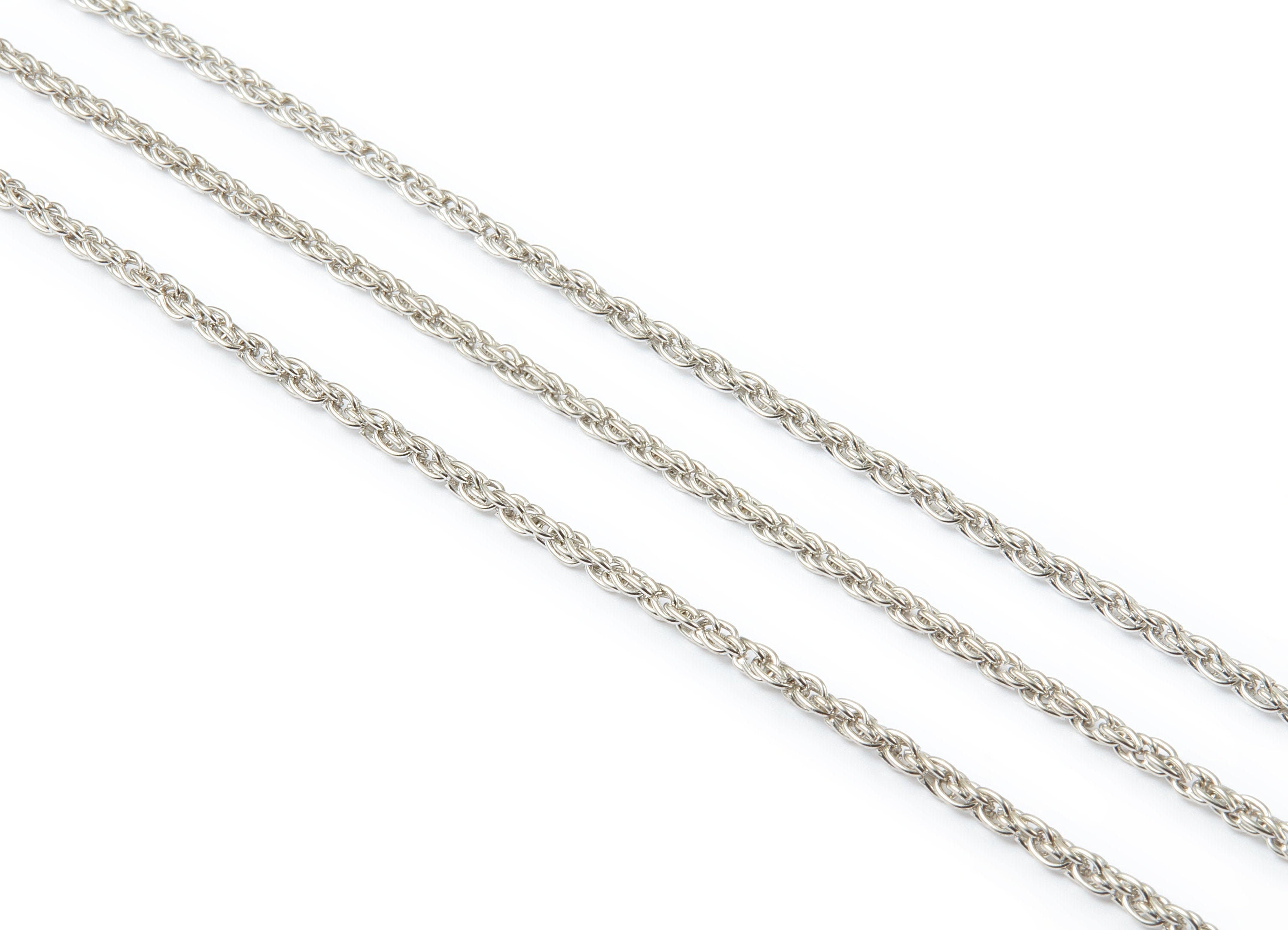 Rope Chain - Silver Tone Plated Chain - Unsoldered Iron Chain - 0.15" x 0.11" x 0.02" - for Necklace Jewellery Making - CC1115S - DOMEDBAZAAR