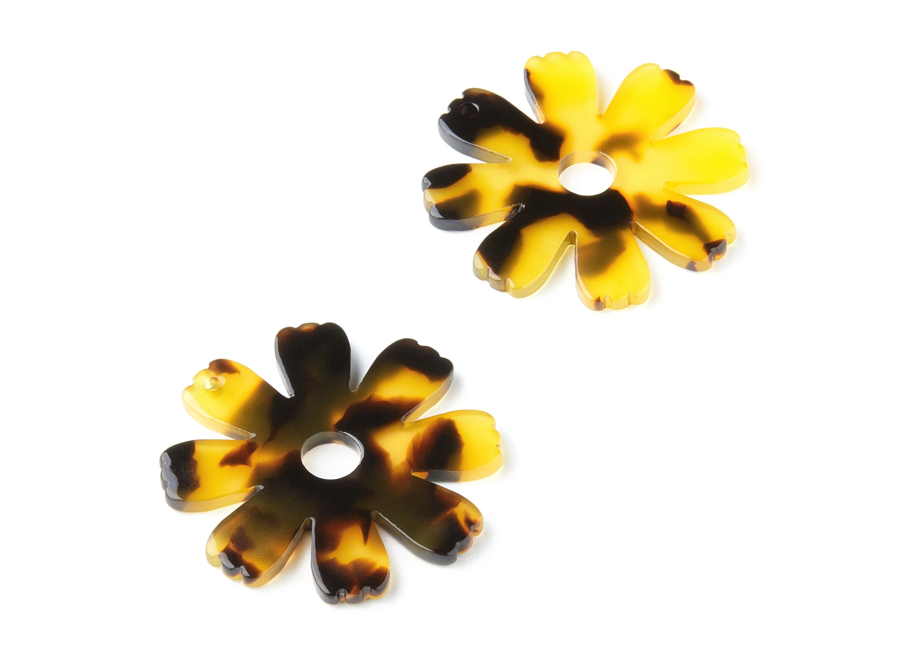 Acetate Acrylic Earring Charms - Tortoise Shell Pendant - 1 Hole - Jewelry Making Supplies - Color Code: A02 - 34.73x33.57x2.57mm - AC1331B - DOMEDBAZAAR