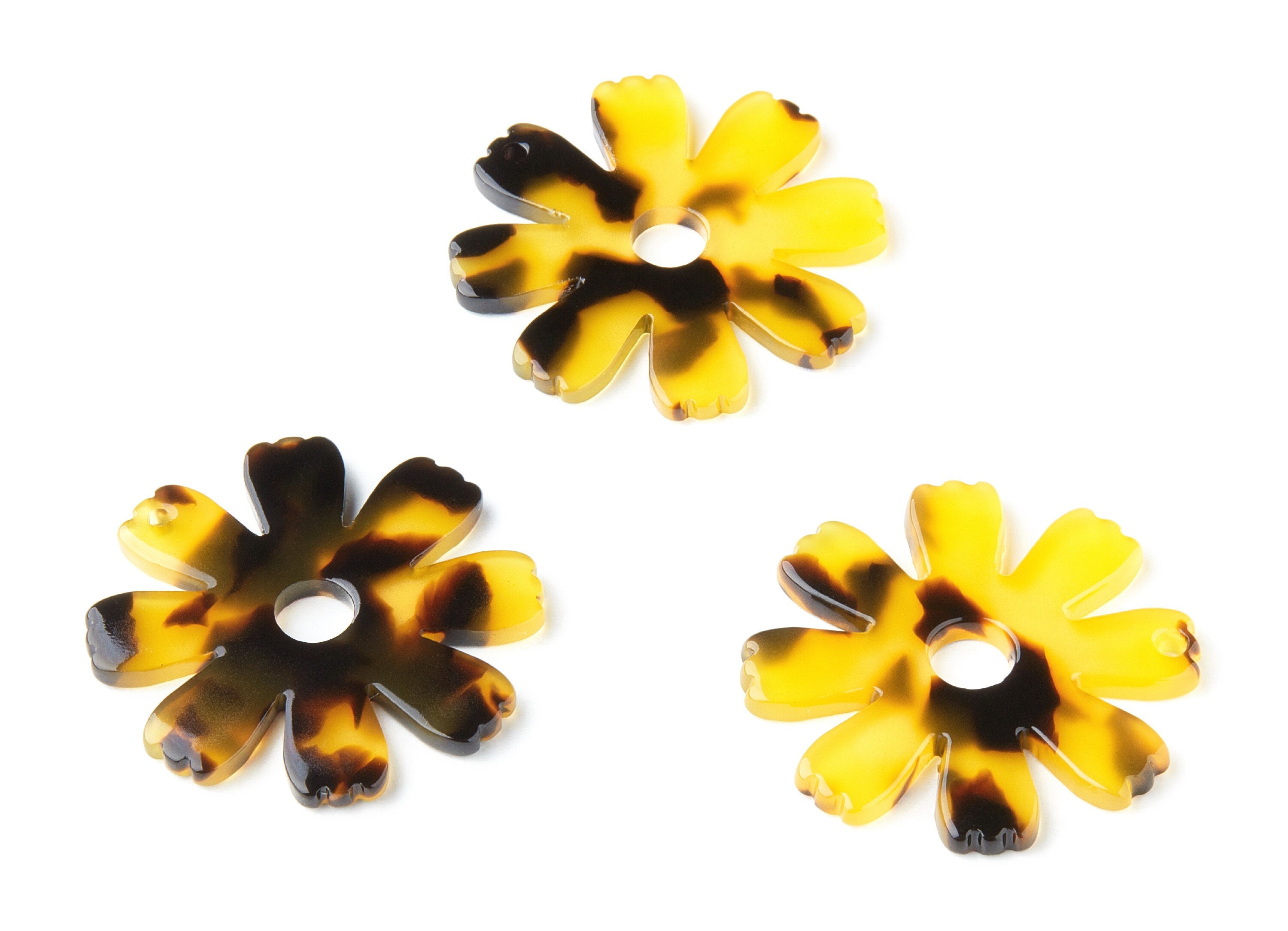 Acetate Acrylic Earring Charms - Tortoise Shell Pendant - 1 Hole - Jewelry Making Supplies - Color Code: A02 - 34.73x33.57x2.57mm - AC1331B - DOMEDBAZAAR