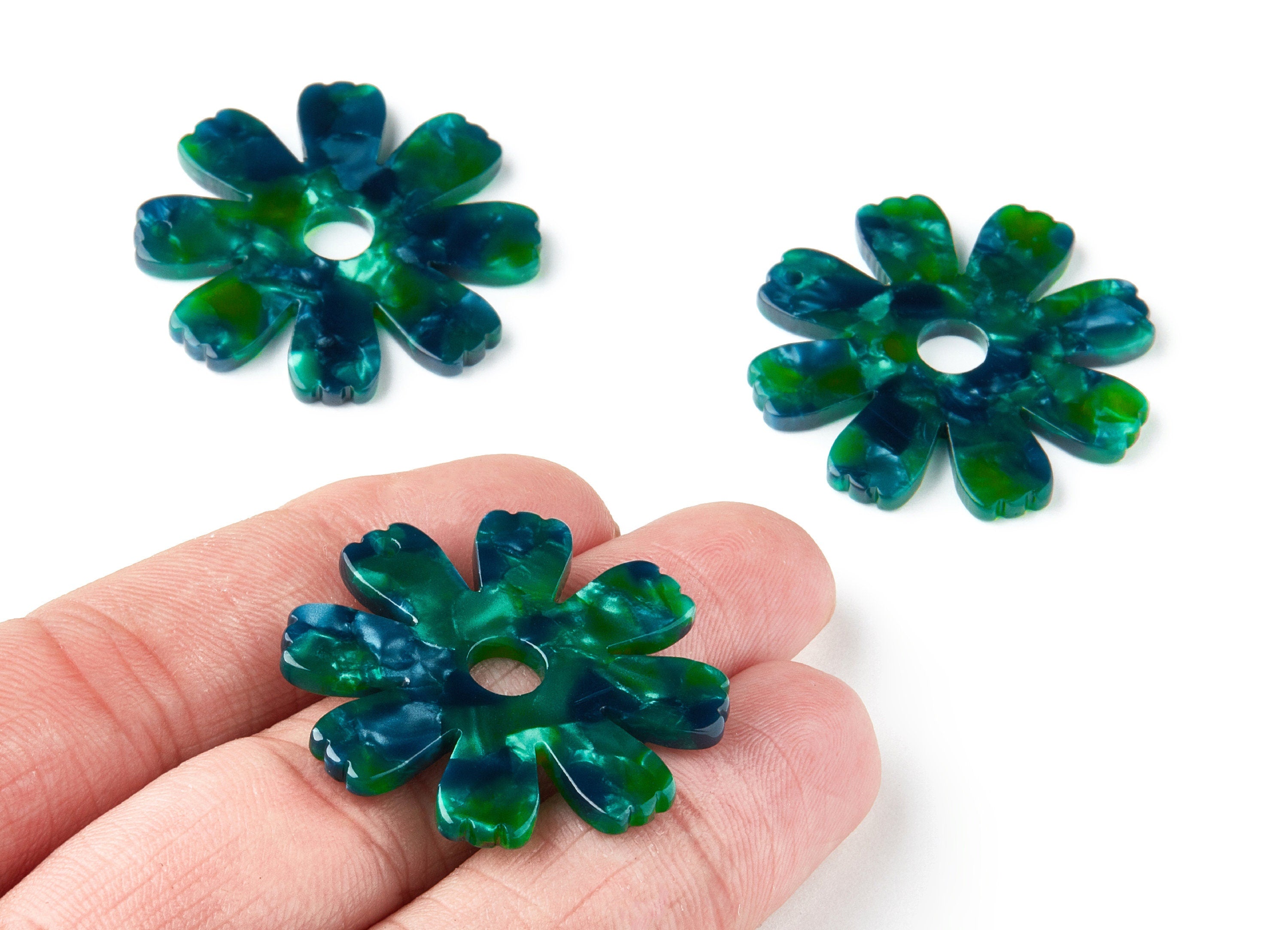 Acetate Flower Earring Charms - Flower Shaped Pendant - Earring Findings - Jewelry Supplies - Color Code: A13 - 34.73x33.57x2.57mm - AC1331C - DOMEDBAZAAR