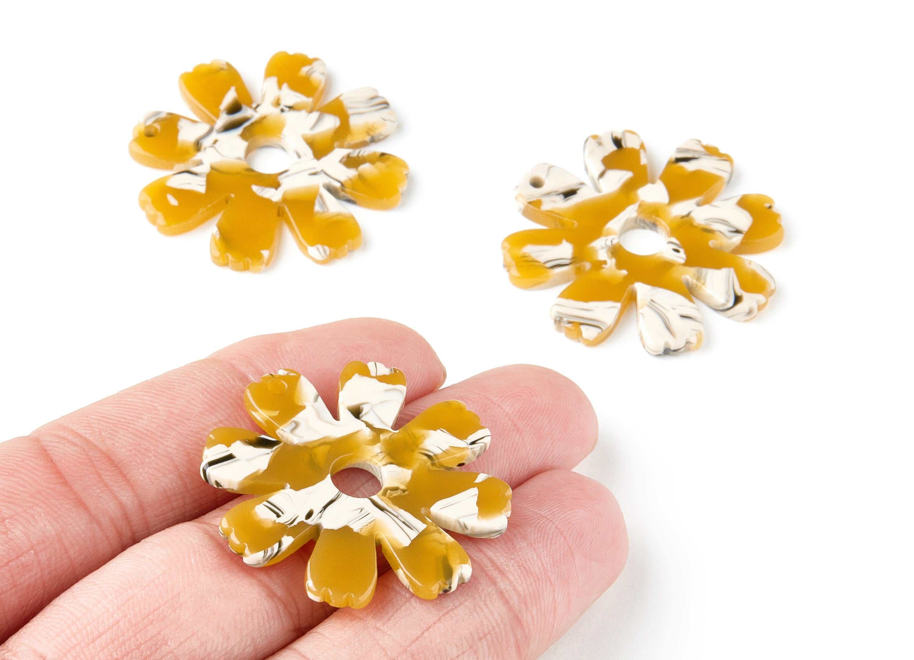 Acetate Flower Earring Charms - Flower Shaped Pendant - Earring Findings - Jewelry Supplies - Color Code: A14 - 34.73x33.57x2.57mm - AC1331F - DOMEDBAZAAR