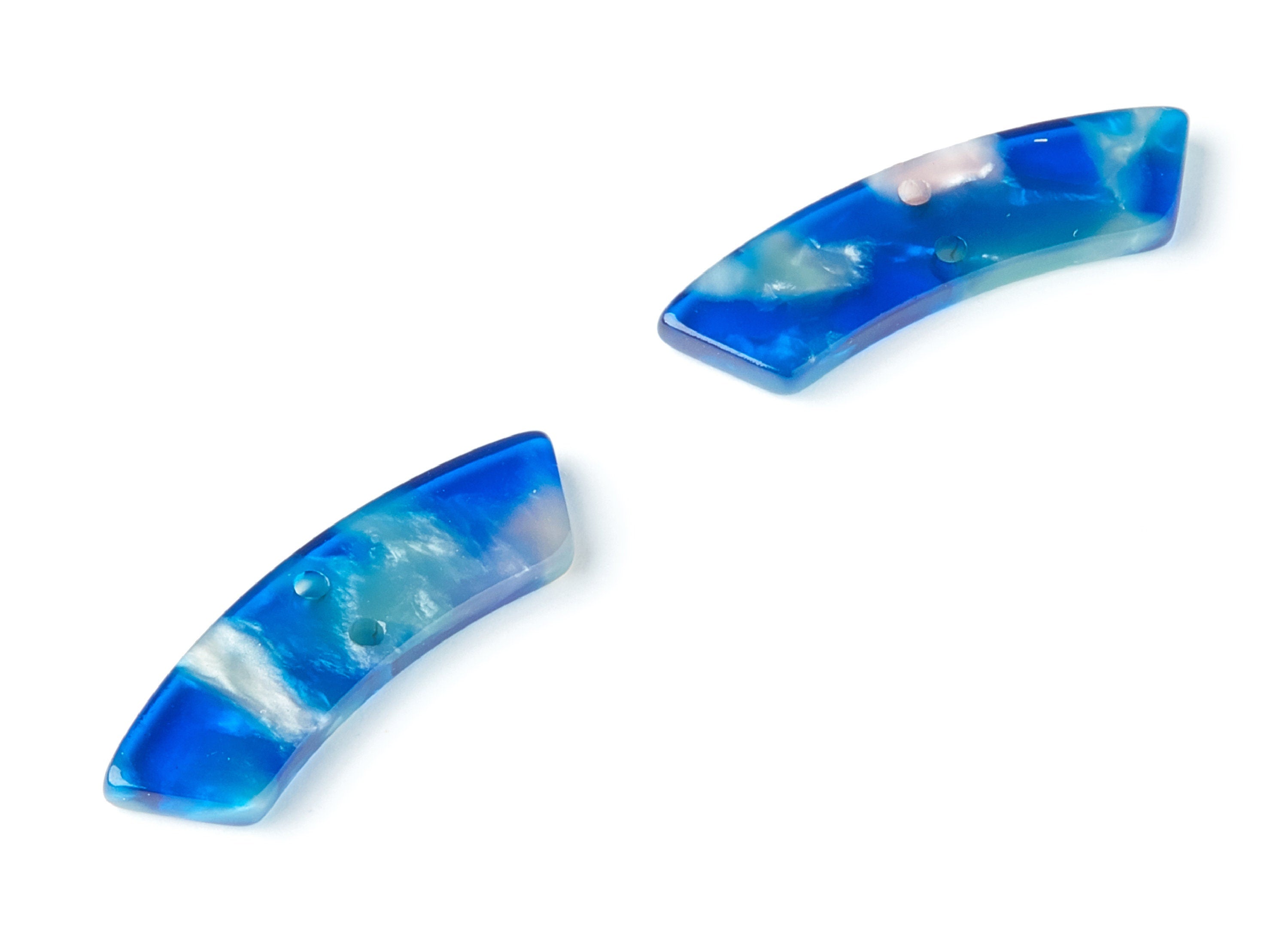 Acetate Acrylic Earring Charms - Tortoise Shell Earrings - Irregular Shaped with 2 Holes - Color Code: A37 - 31.1x9.79x2.66mm - AC1371U - DOMEDBAZAAR