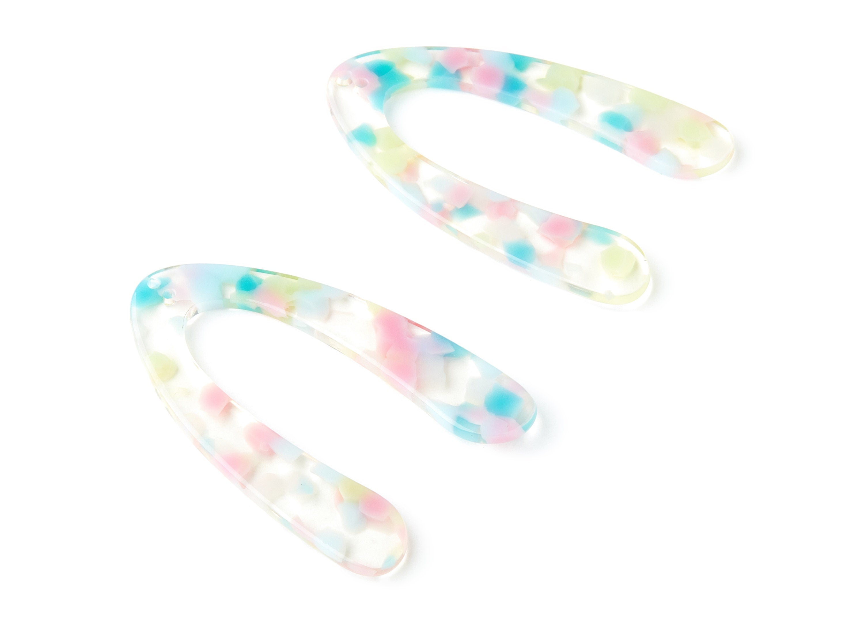 Acetate U Earring Charms - Acrylic V Pendant - Earring Findings - Jewelry Supplies - Color Code: A222 - 53.95x34.6x2.73mm - AC1250A - DOMEDBAZAAR