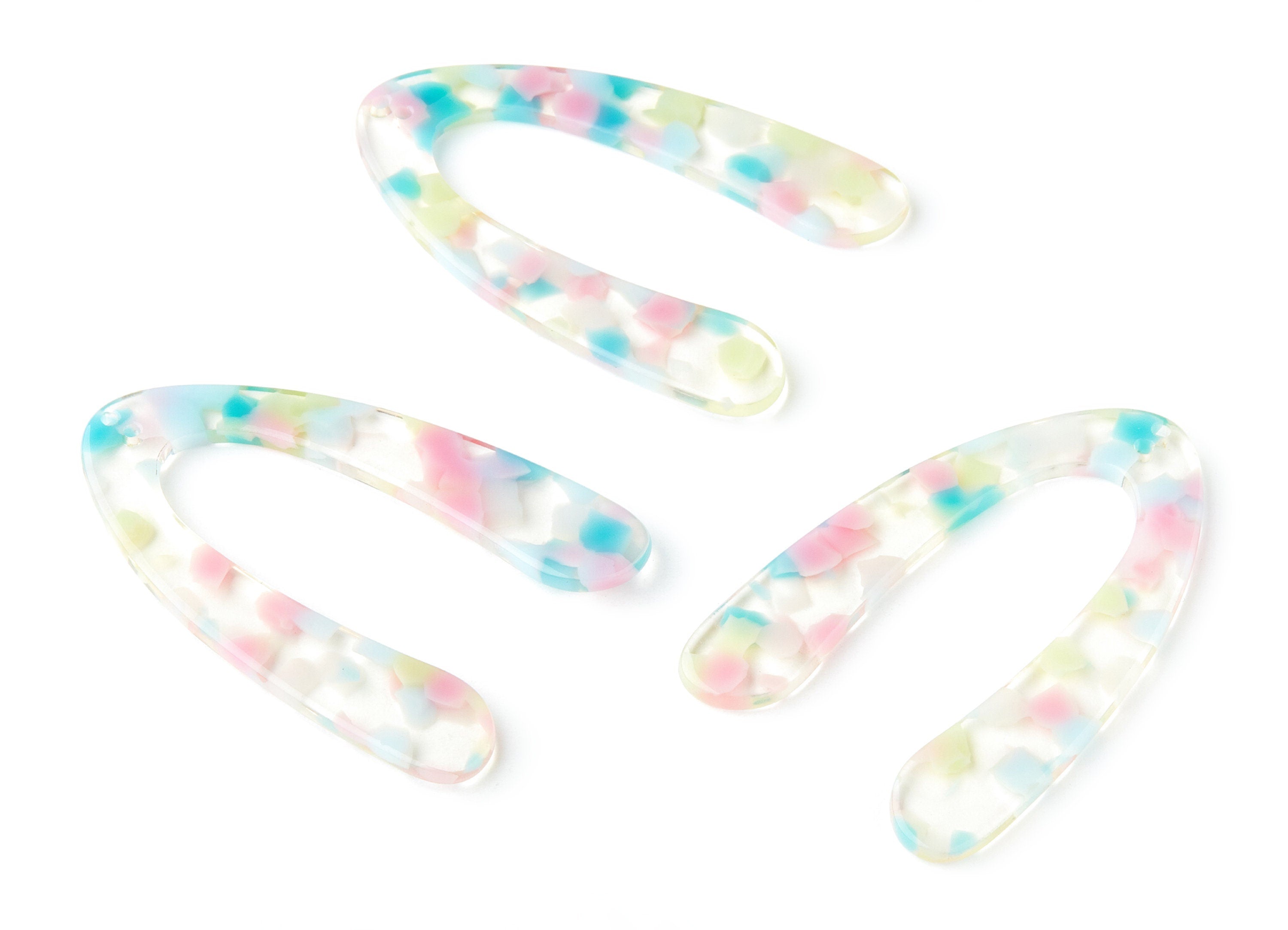 Acetate U Earring Charms - Acrylic V Pendant - Earring Findings - Jewelry Supplies - Color Code: A222 - 53.95x34.6x2.73mm - AC1250A - DOMEDBAZAAR