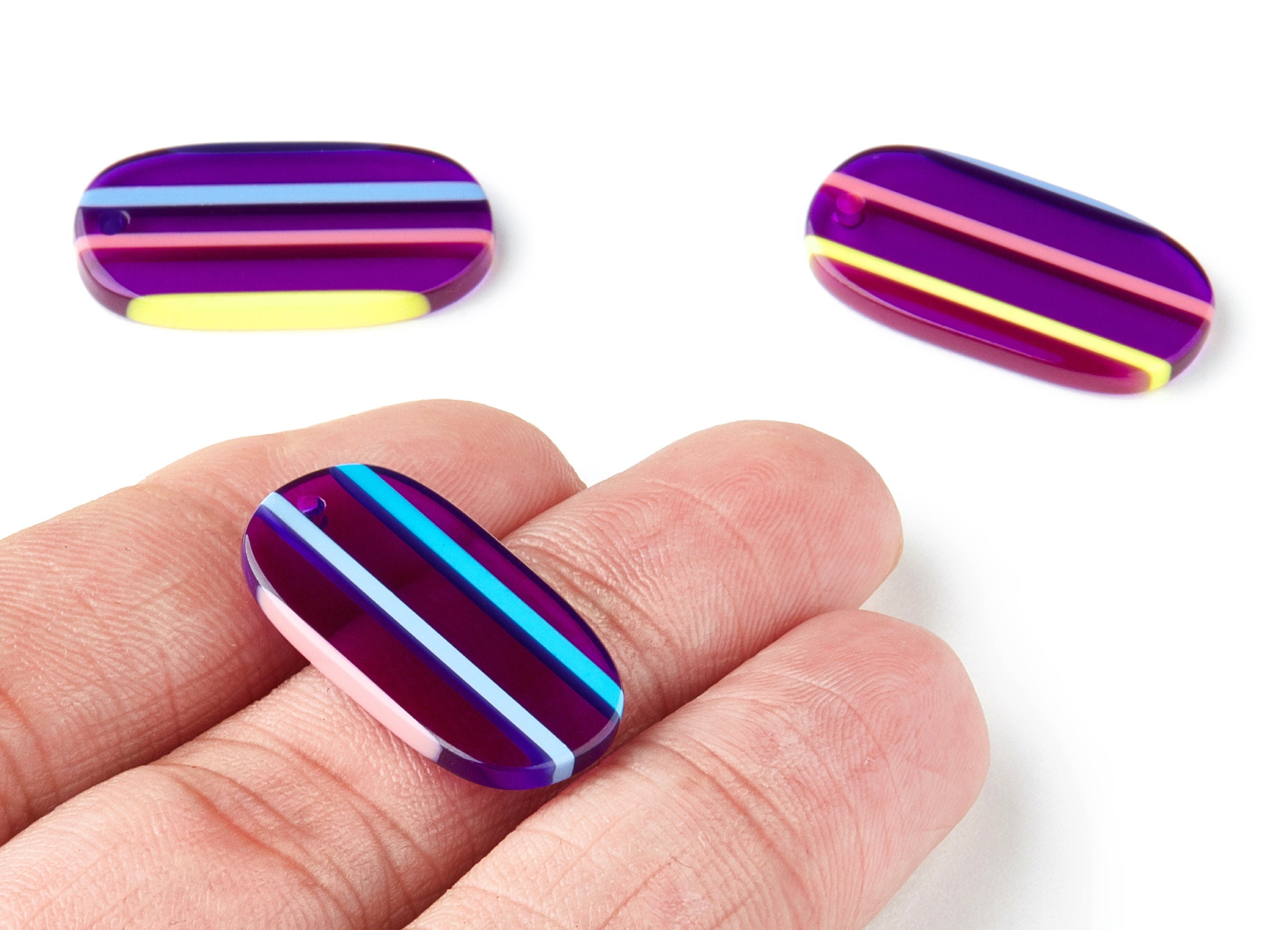 Acetate Oval Earring Charms - Oval Shaped Pendant - Earring Findings - Jewelry Supplies - Color Code:A65 - 26.63x13.9x2.7mm - AC1156Z - DOMEDBAZAAR