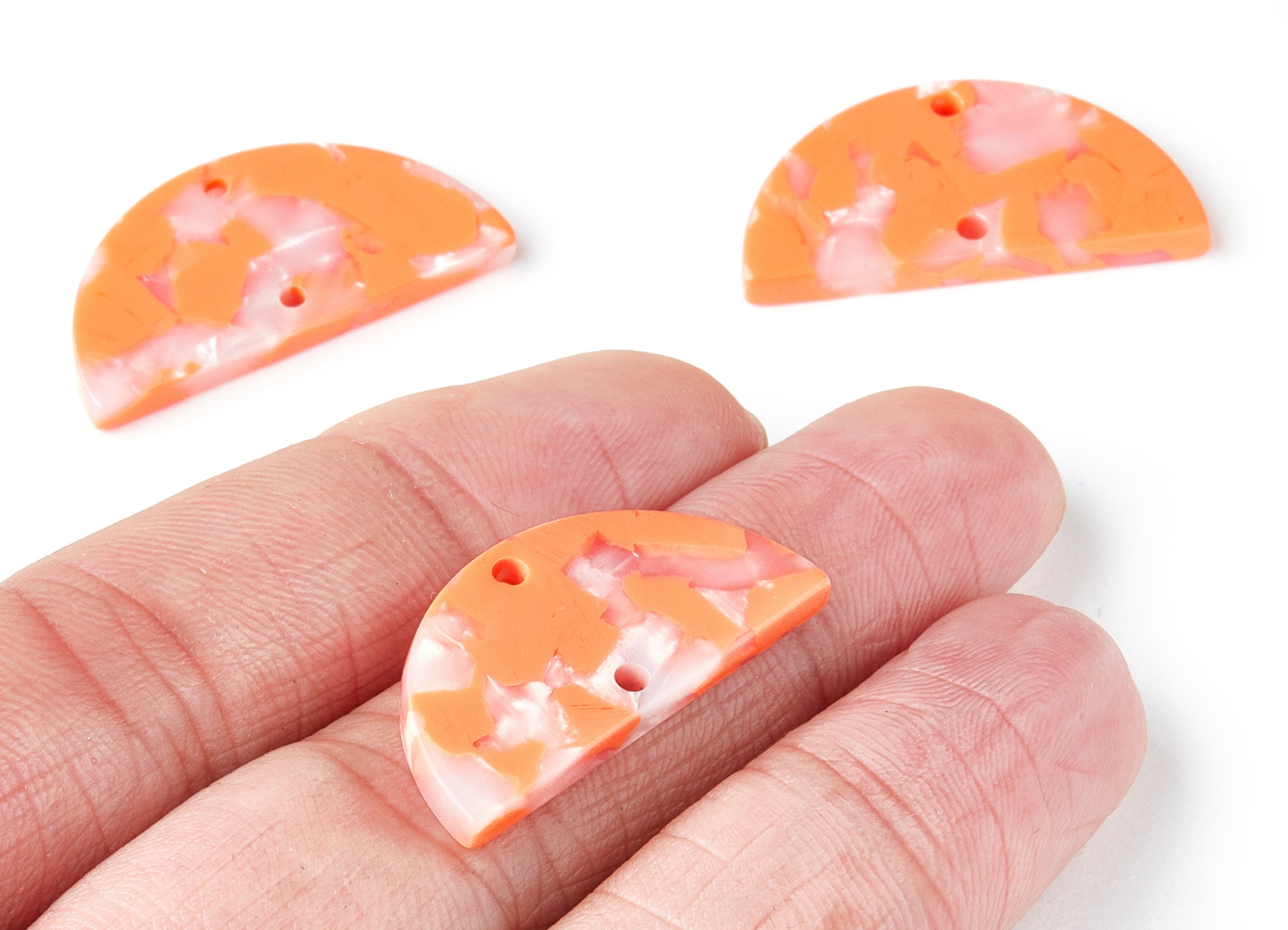 Acetate Semicircle Connectors Charms - 2 Hole - Semicircle Earrings - Earring Findings - Color Code: A39 - 15x30x2.6mm - AC1061F - DOMEDBAZAAR