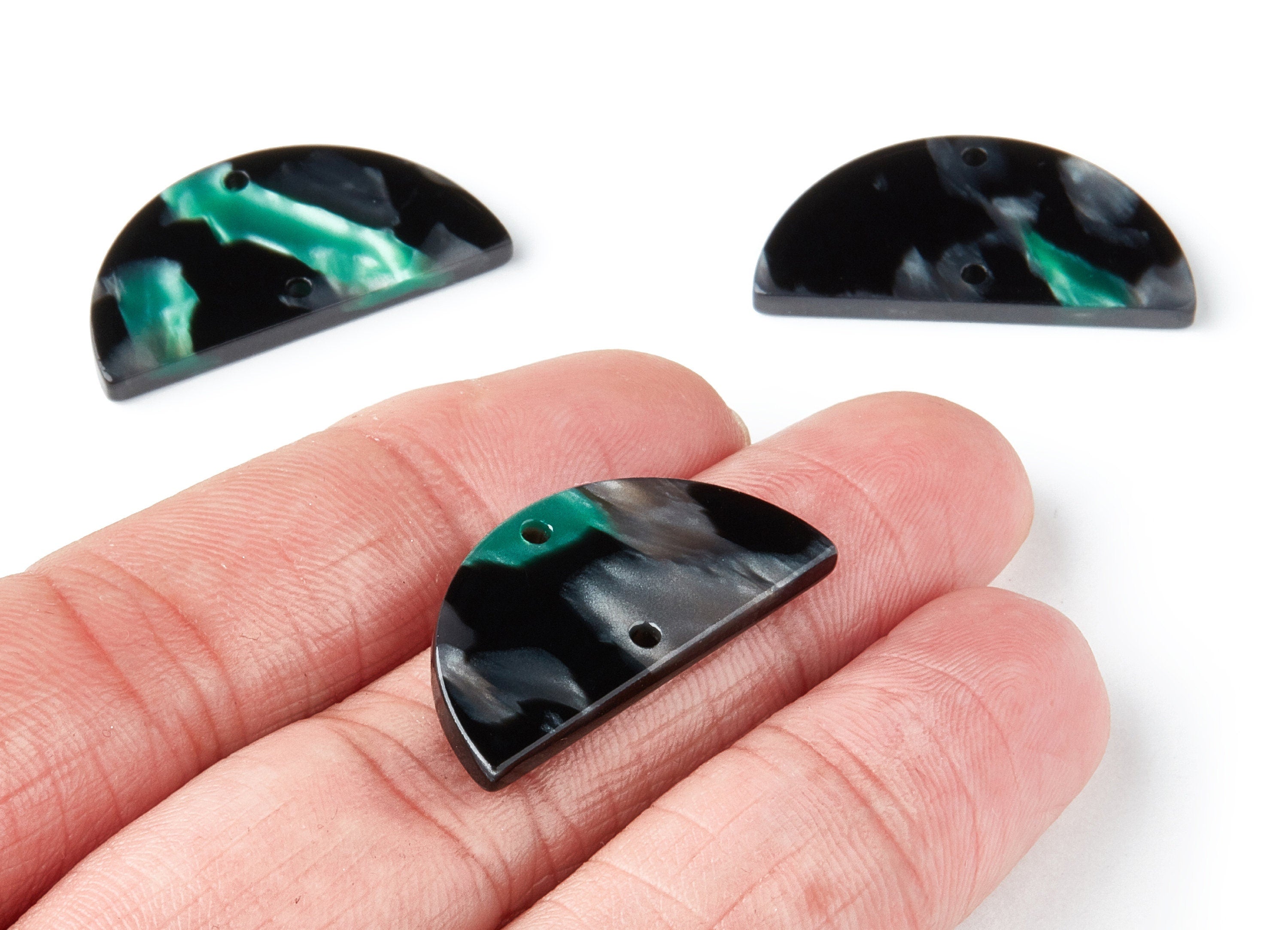 Acetate Semicircle Connectors Charms - 2 Hole - Semicircle Earrings - Earring Findings - Color Code: A49 - 15x30x2.6mm - AC1061K - DOMEDBAZAAR