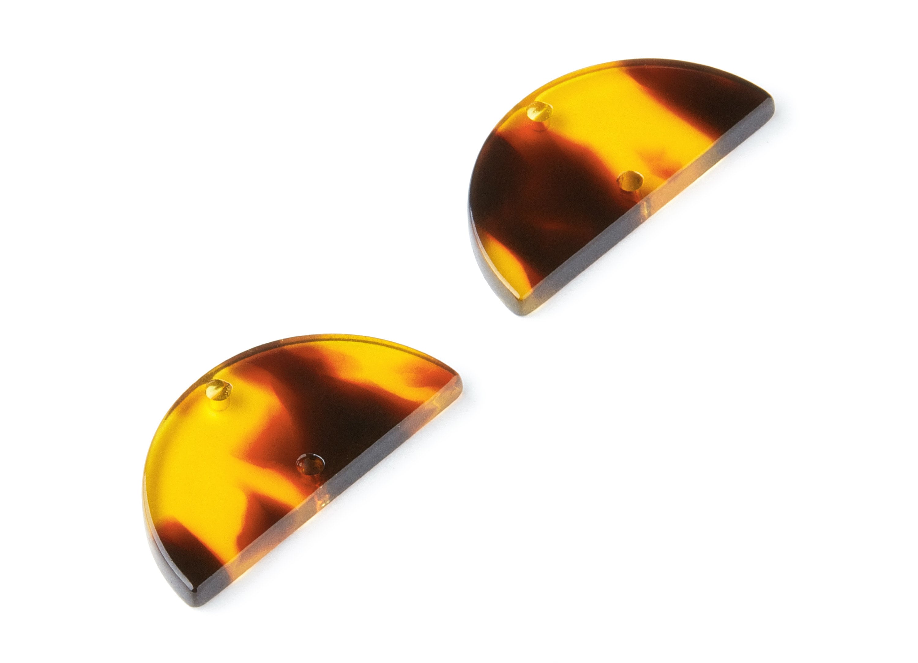 Acetate Semicircle Connector Charms - 2 Holes - Tortoise Shell Earring - Semicircle Charms - Color Code: A05 - 15x30x2.6mm - AC1061P - DOMEDBAZAAR