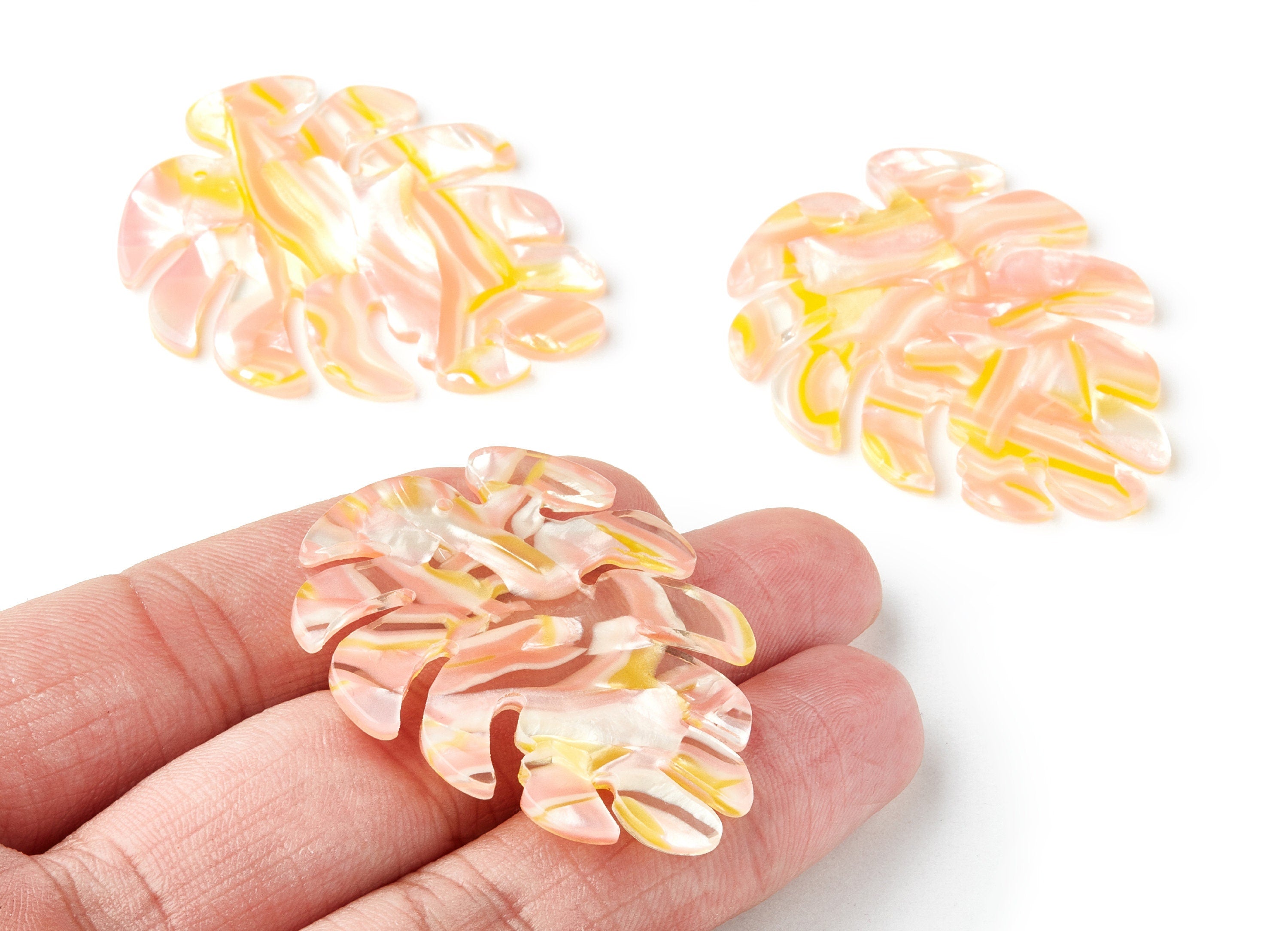 Acetate Leaf Earring Charms - Leaf Shaped Pendant - Earring Findings - Jewelry Supplies - Color Code: A234 - 45.15x38x2.38mm - AC1199J - DOMEDBAZAAR