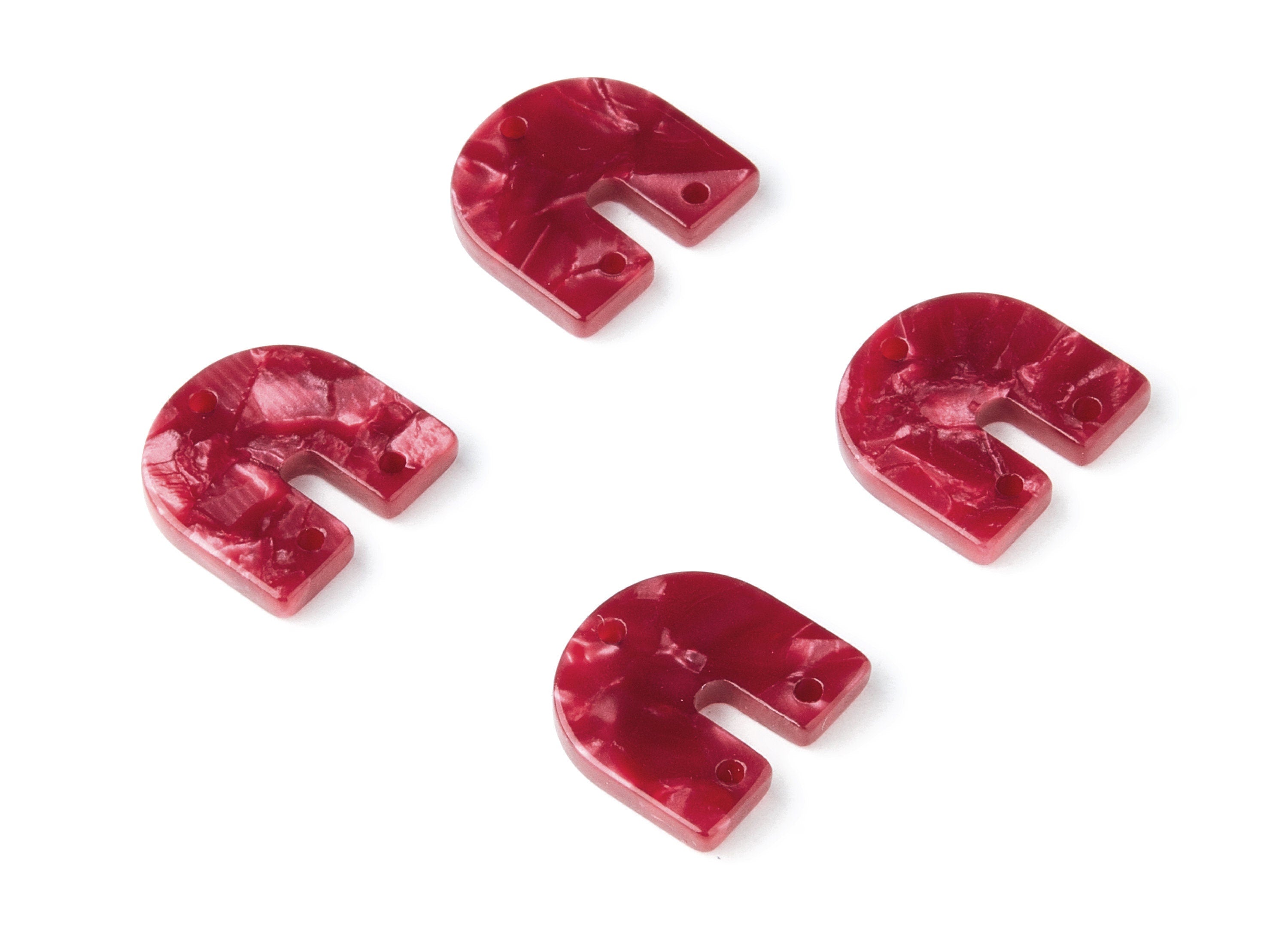 Acetate U Earring Charm With 3 Holes - U Shaped Pendant - Earring Findings - Jewelry Supplies - Color Code: A47 - 16.7x15.8x2.7mm - AC1353B - DOMEDBAZAAR