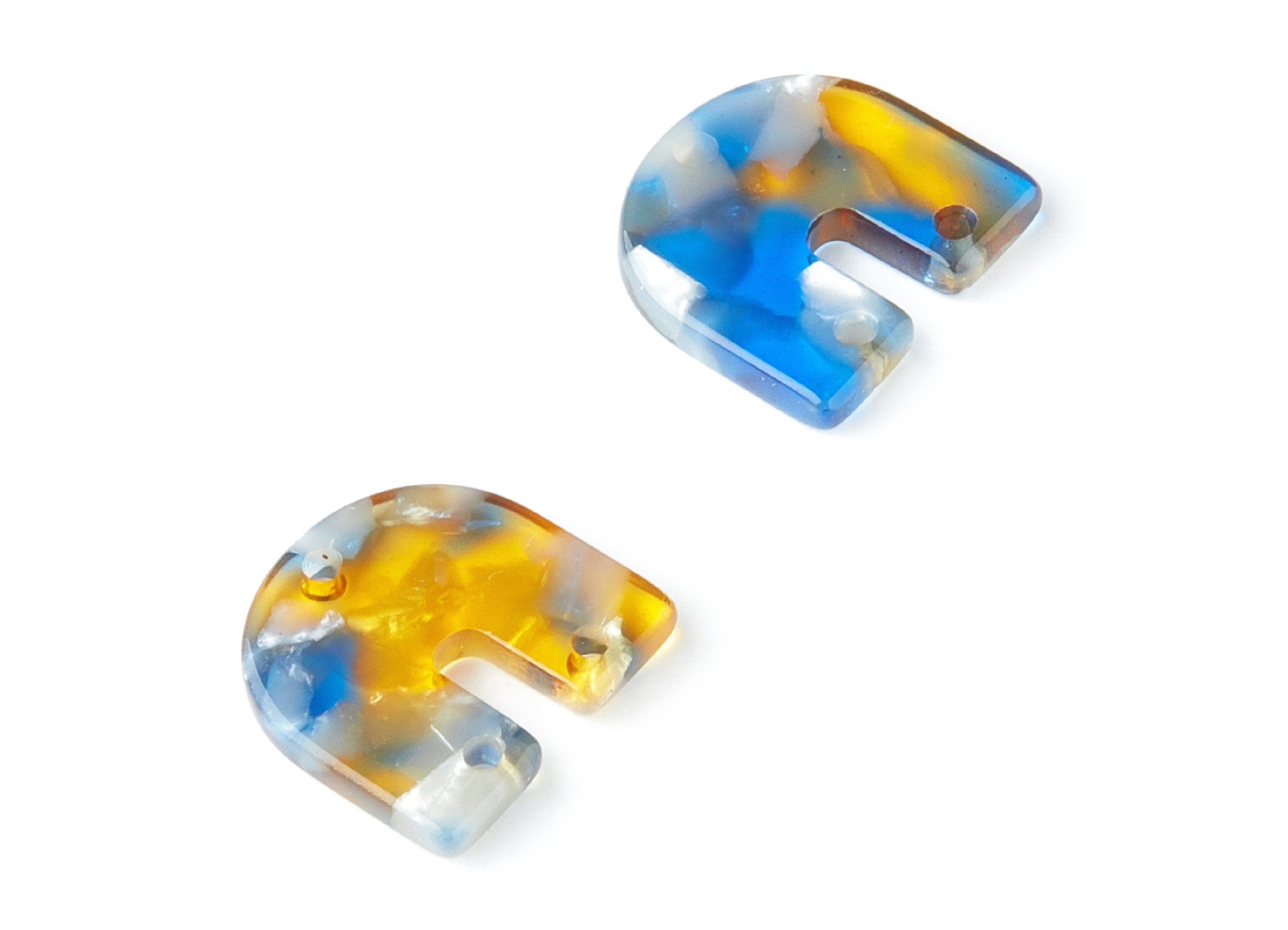 Acetate U Earring Charm with 3 Holes - U Shaped Pendant - Earring Findings - Jewelry Supplies - Color Code: A40 - 16.7x15.8x2.7mm - AC1353C - DOMEDBAZAAR