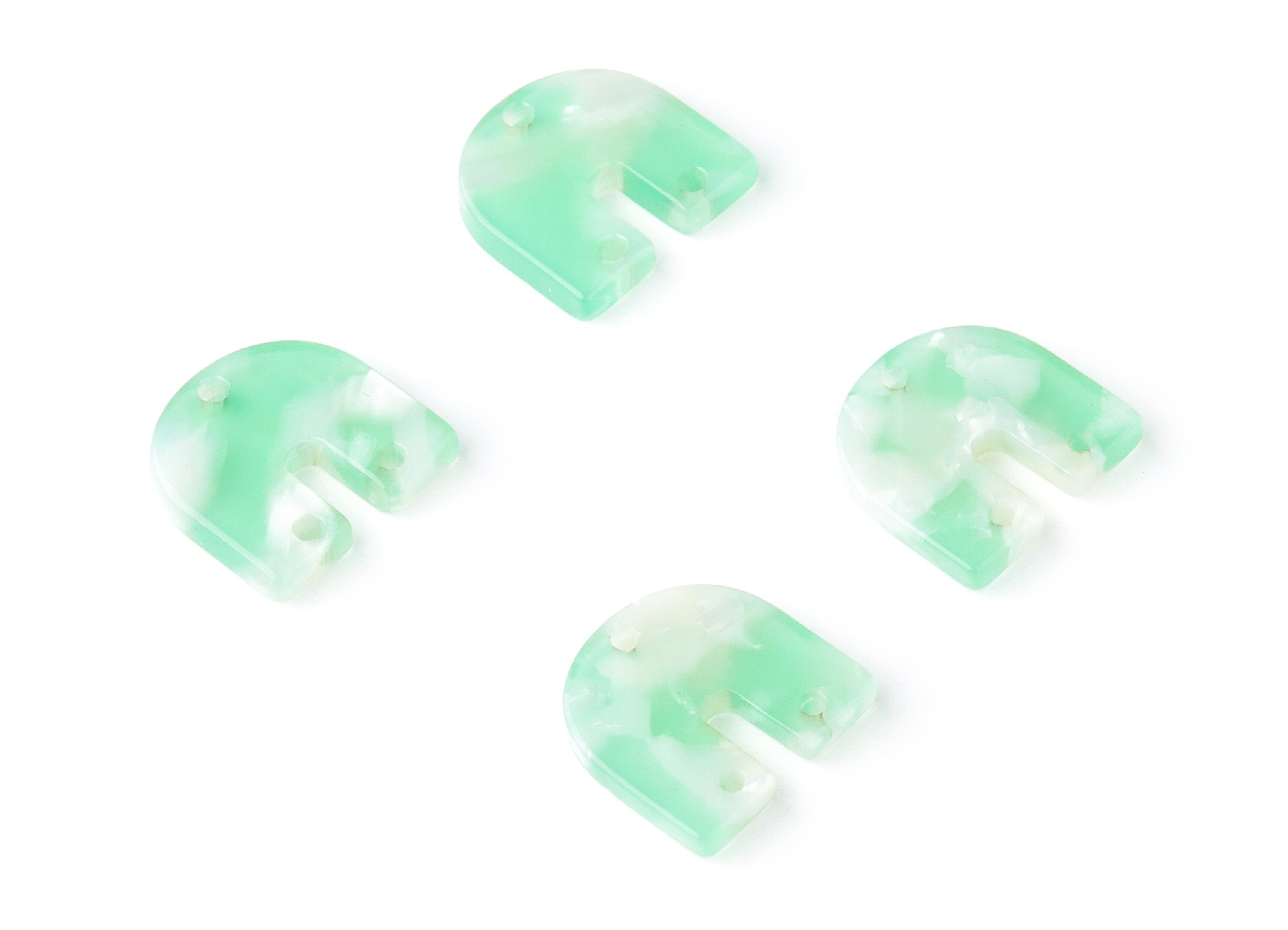 Acetate U Earring Charms With 3 Holes - U Shaped Pendant - Earring Findings - Jewelry Supplies - Color Code: A35 - 16.7x15.8x2.7mm - AC1353E - DOMEDBAZAAR