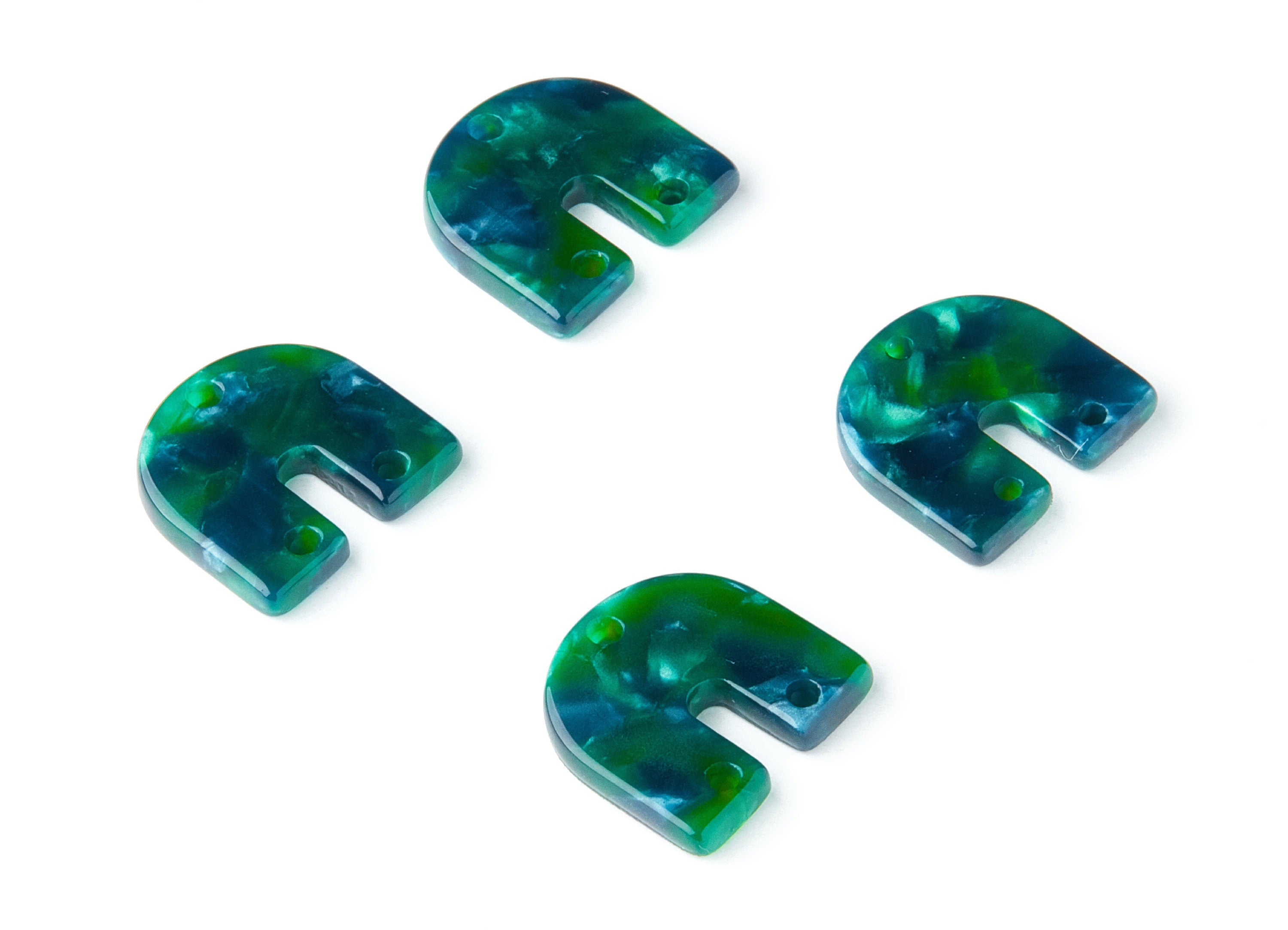 Acetate U Earring Charms - Acrylic U Pendant - 3 Holes - Earring Findings - Jewelry Supplies - Color Code: A13 - 16.7x15.8x2.7mm - AC1353H - DOMEDBAZAAR