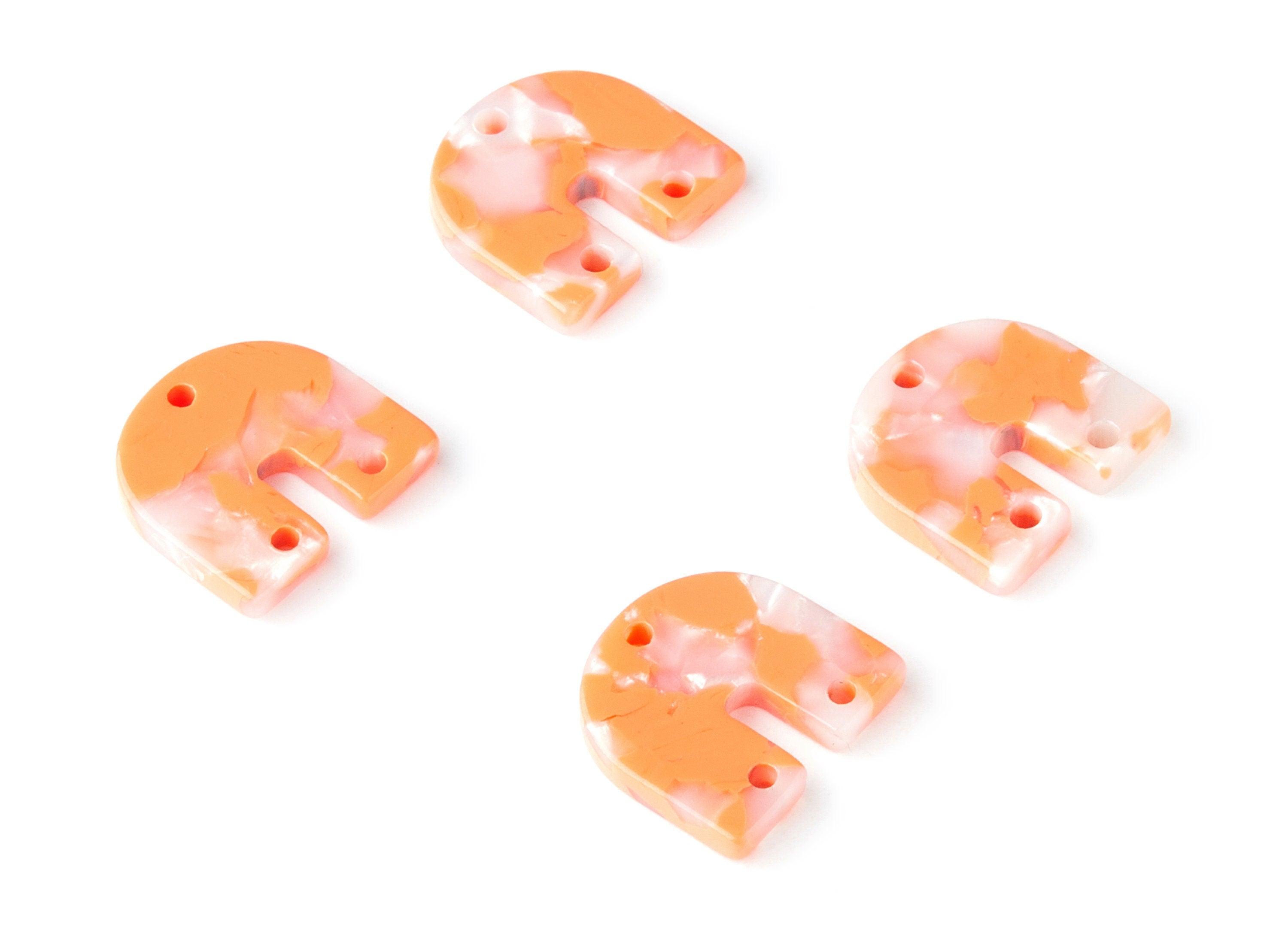 Acetate U Earring Charm With 3 Holes - U Pendant - Earring Findings - Jewelry Supplies - Color Code: A39 - 16.7x15.8x2.7mm - AC1353J - DOMEDBAZAAR