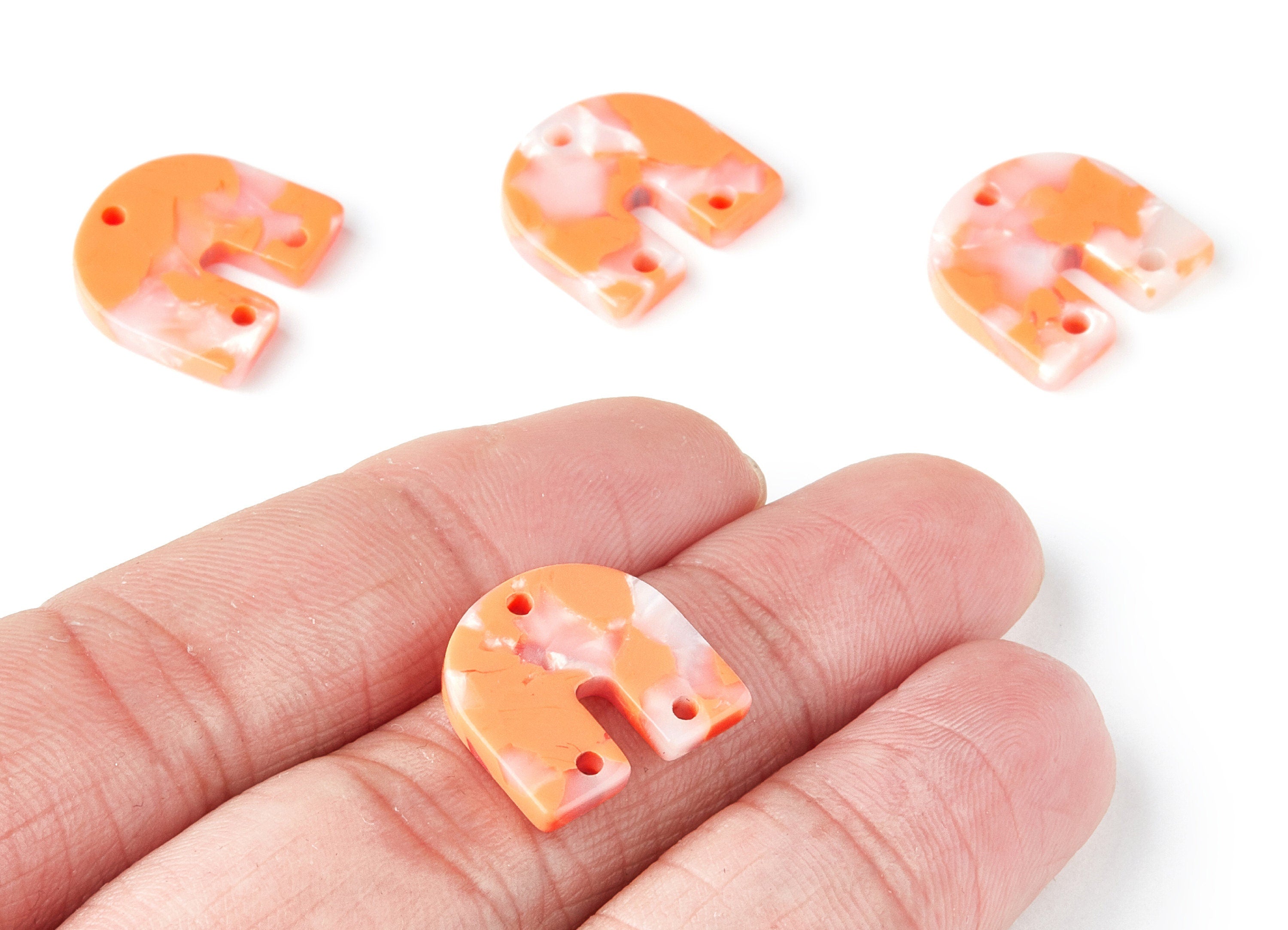 Acetate U Earring Charm With 3 Holes - U Pendant - Earring Findings - Jewelry Supplies - Color Code: A39 - 16.7x15.8x2.7mm - AC1353J - DOMEDBAZAAR