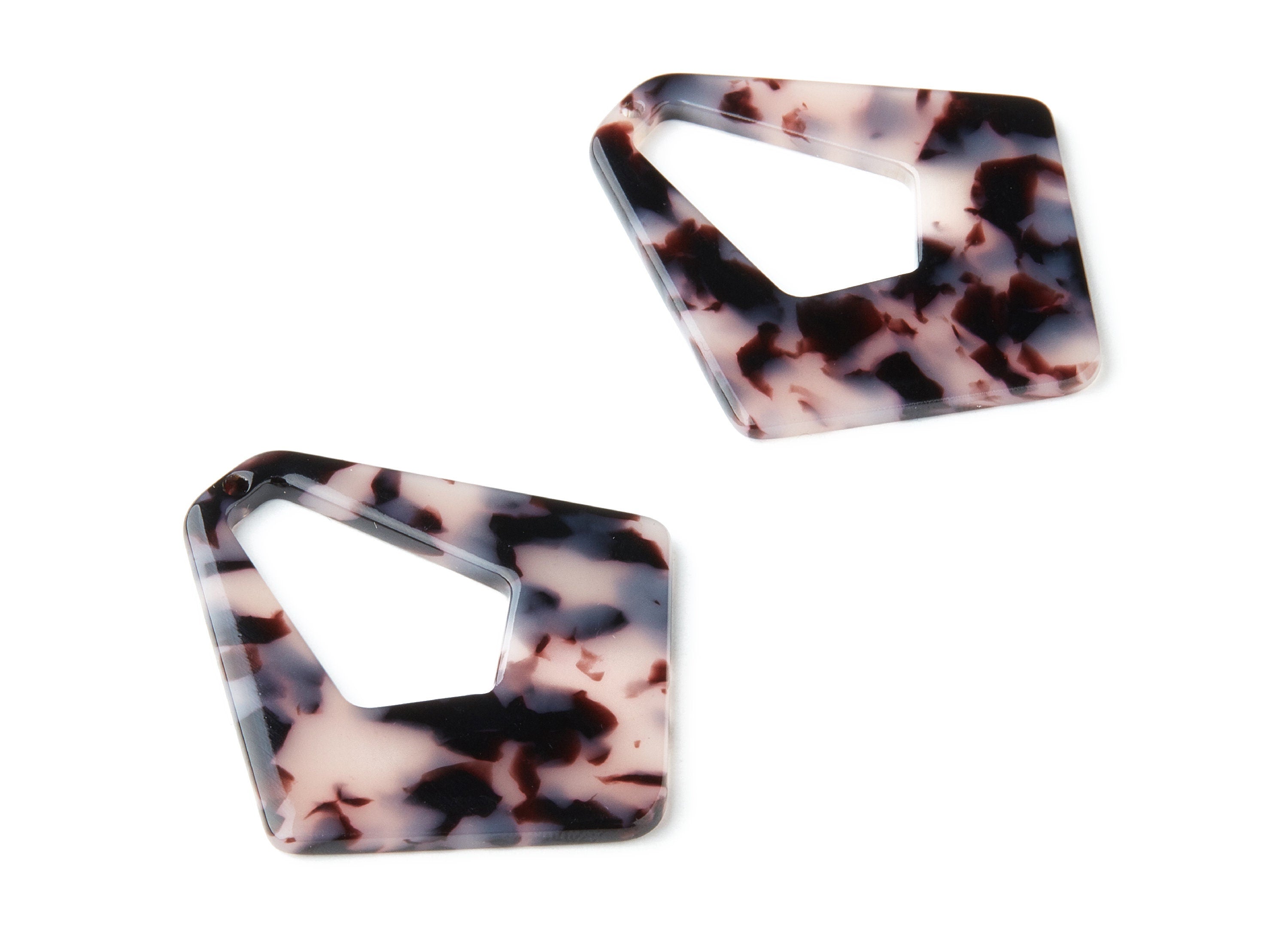 Acetate Acrylic Earring Charms - Blonde Tortoise Shell Earrings - Diamond Shaped - 1 Hole - Color Code:A06 - 49.5x45.9x2.56mm - AC1197F - DOMEDBAZAAR