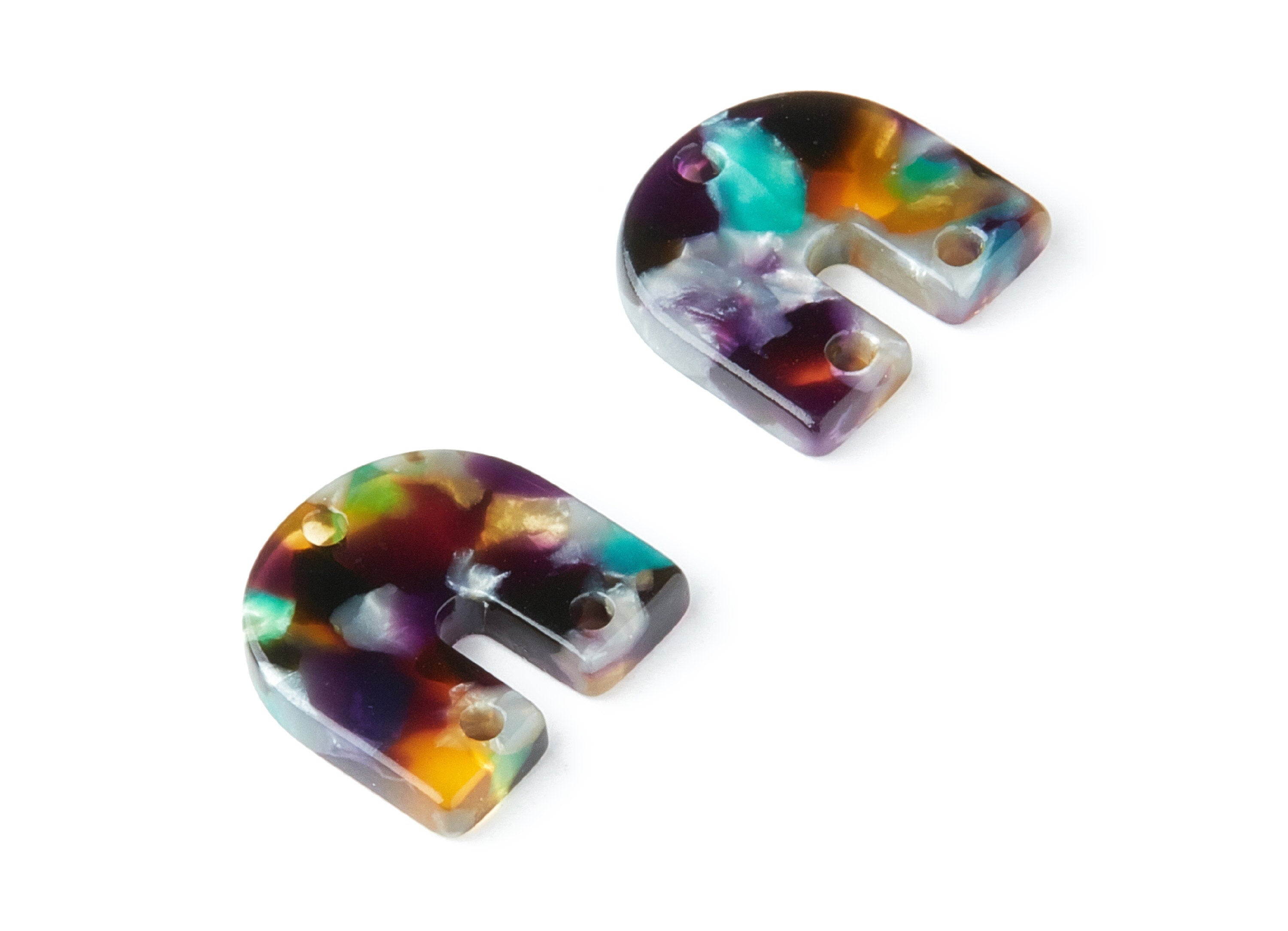 Acetate U Earring Charm With 3 Holes - U Pendant - Earring Findings - Jewelry Supplies - Color Code: A50 - 16.7x15.8x2.7mm - AC1353S - DOMEDBAZAAR