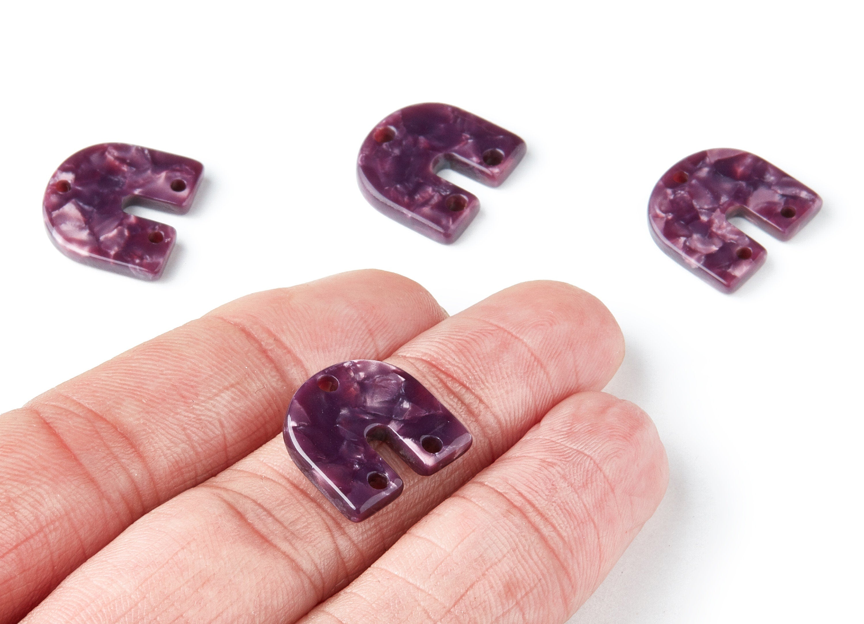 Acetate U Earring Charms with 3 Holes - U Shaped Pendant - Earring Findings - Jewelry Supplies - Color Code: A41 - 16.7x15.8x2.7mm - AC1353V - DOMEDBAZAAR