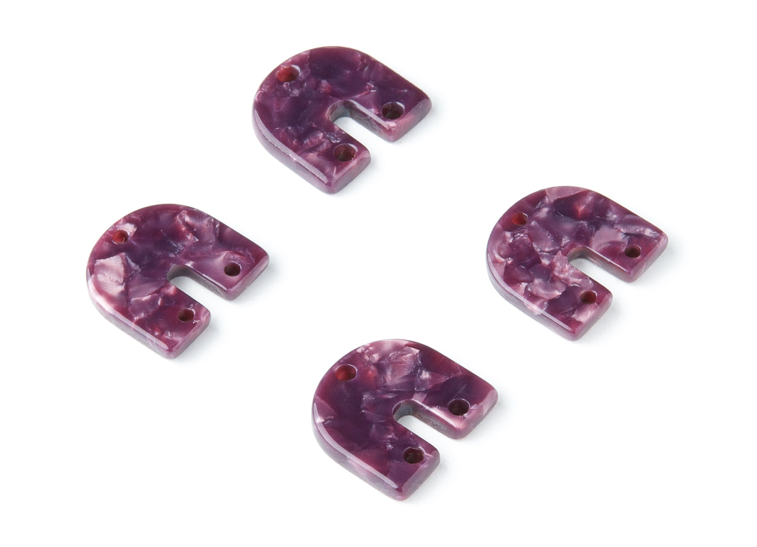 Acetate U Earring Charms with 3 Holes - U Shaped Pendant - Earring Findings - Jewelry Supplies - Color Code: A41 - 16.7x15.8x2.7mm - AC1353V - DOMEDBAZAAR