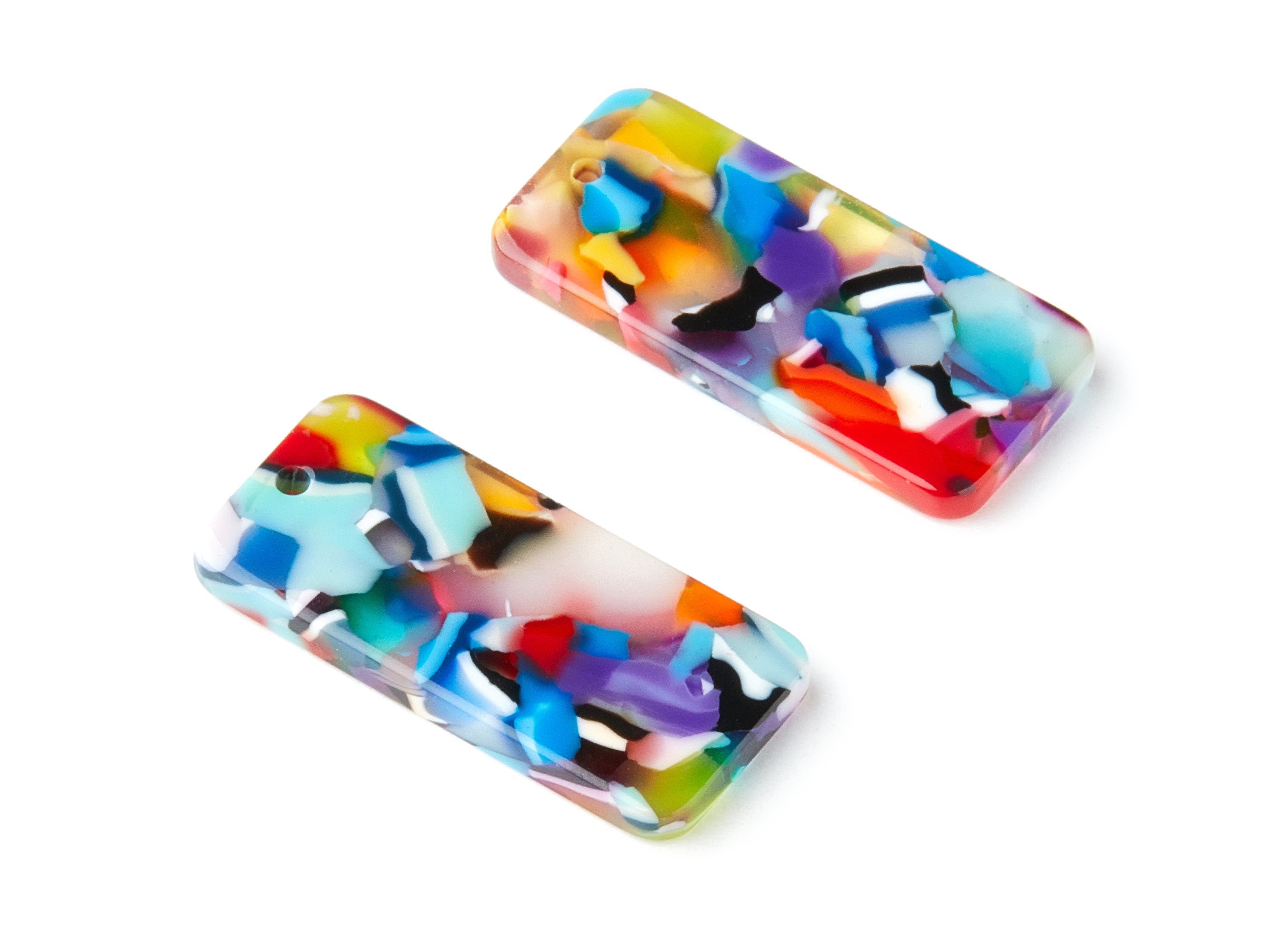 Acetate Rectangle Earring Charms - Rectangle Pendant - Earring Findings - Jewelry Supplies - Color Code: A21 - 31.7x14.88x2.72mm - AC1390C - DOMEDBAZAAR