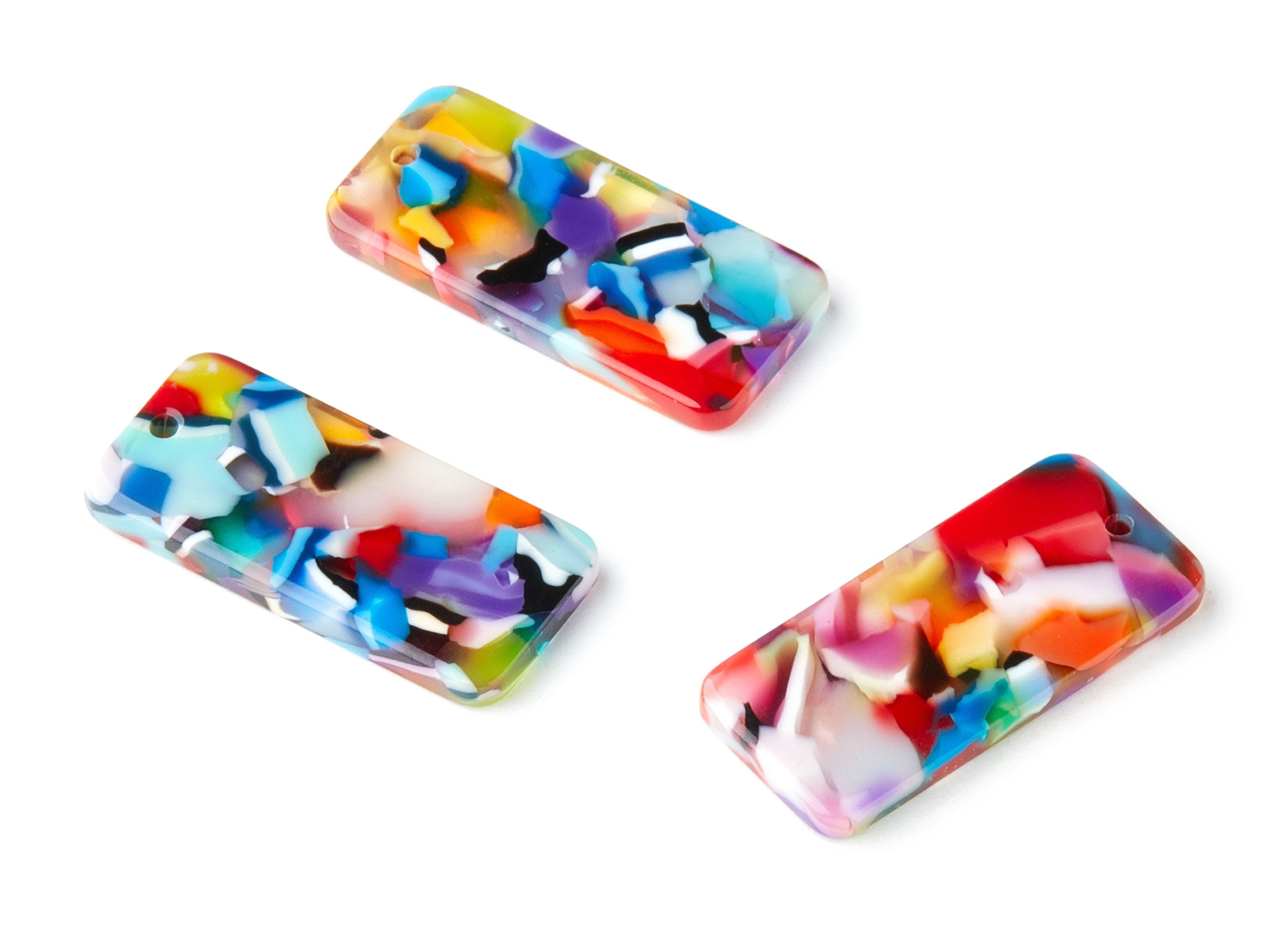 Acetate Rectangle Earring Charms - Rectangle Pendant - Earring Findings - Jewelry Supplies - Color Code: A21 - 31.7x14.88x2.72mm - AC1390C - DOMEDBAZAAR