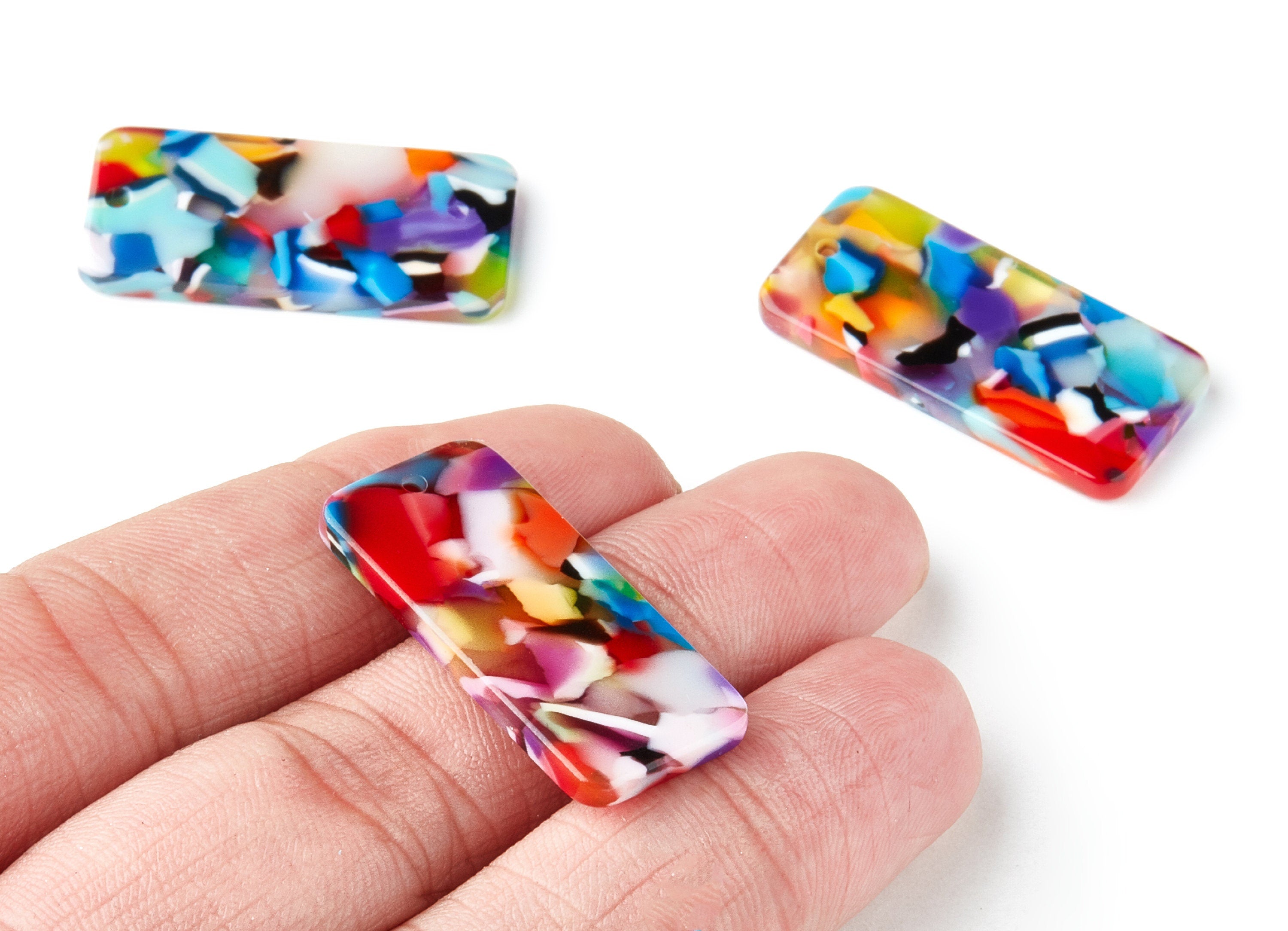 Acetate Rectangle Earring Charms - Rectangle Pendant - Earring Findings - Jewelry Supplies - Color Code: A21 - 31.7x14.88x2.72mm - AC1390C - DOMEDBAZAAR