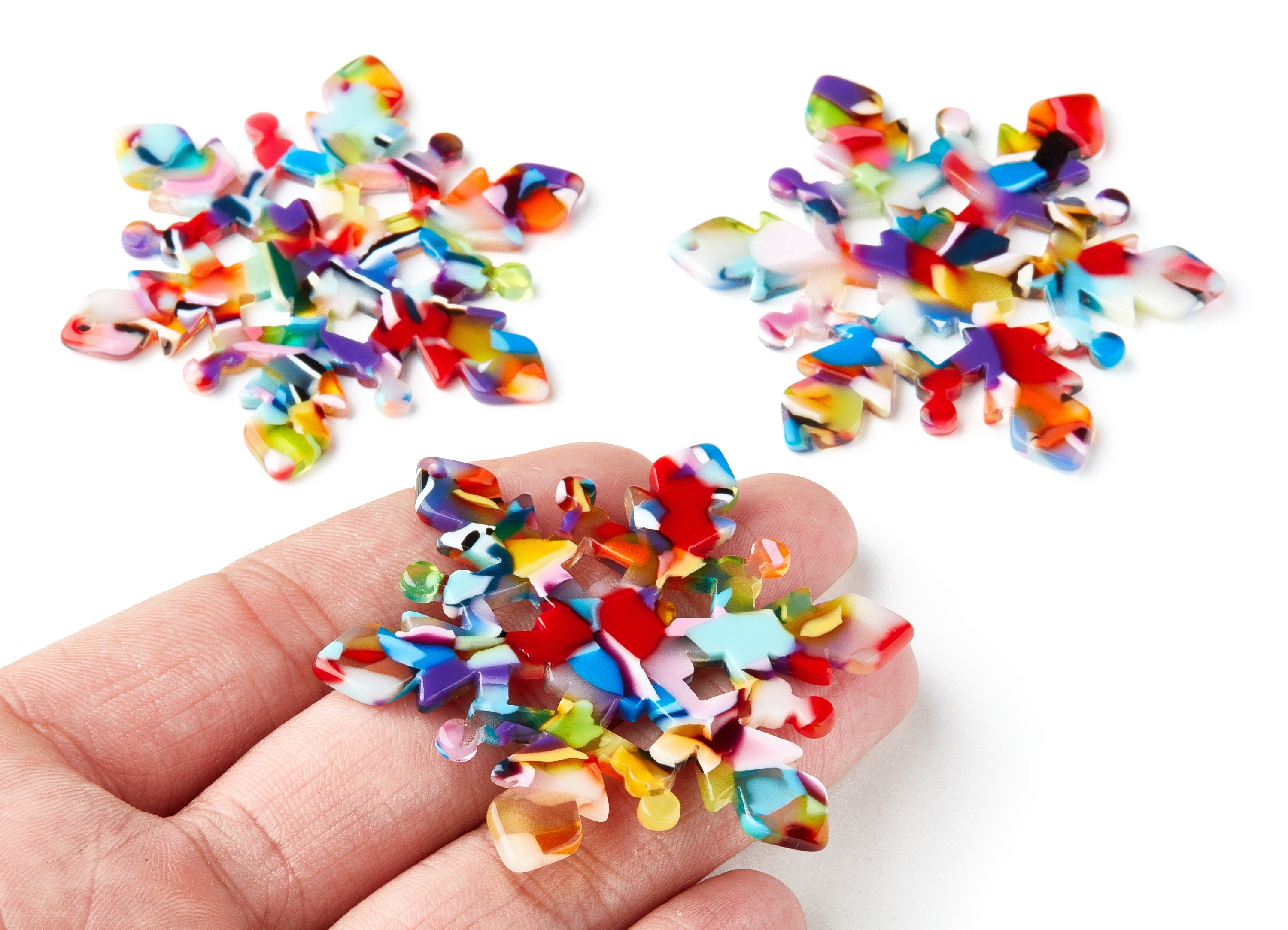 Acetate Snowflake Earring Charms - Snowflake Pendant - Earring Findings - Jewelry Supplies - Color Code: A21 - 61.58x61.5x2.62mm - AC1306A - DOMEDBAZAAR