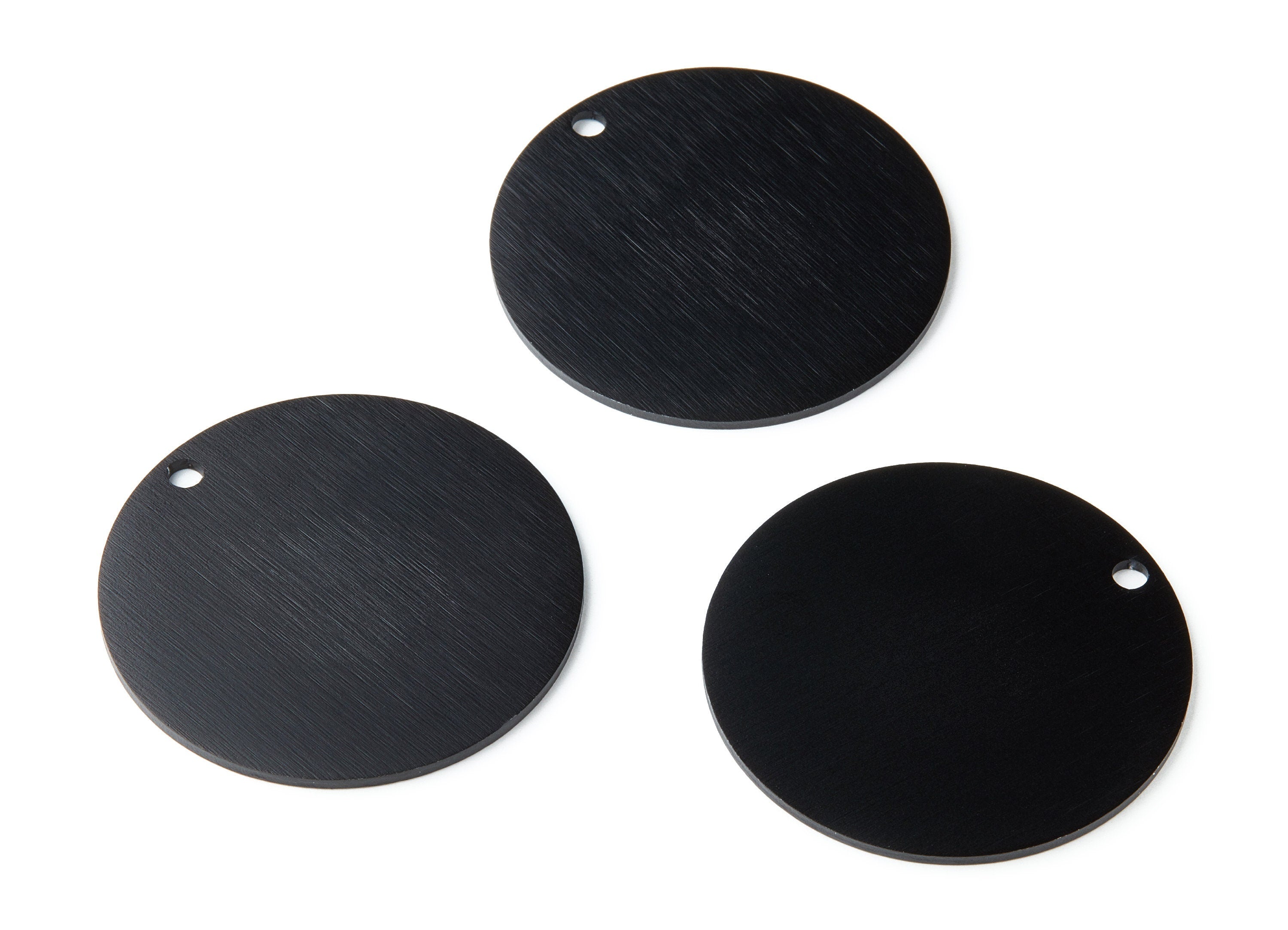Aluminum Charms - Round Pendant With 1 Hole - Anodized Aluminium Charms - Black Tone - 49.35x49.35x1.7mm - AA1142A - DOMEDBAZAAR
