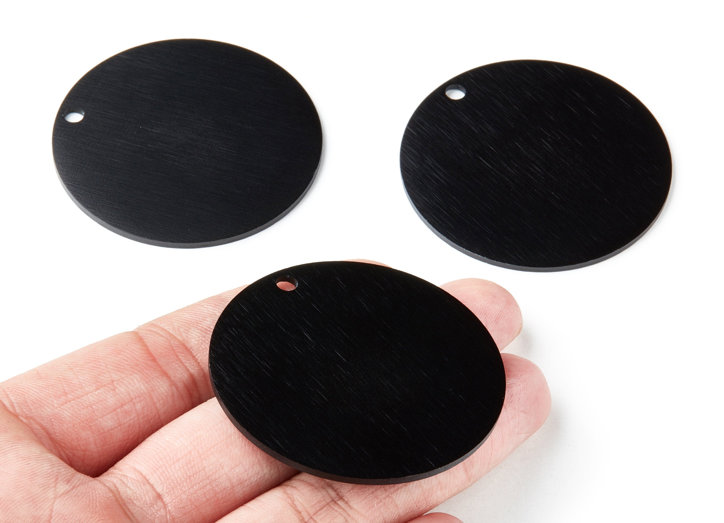 Aluminum Charms - Round Pendant With 1 Hole - Anodized Aluminium Charms - Black Tone - 49.35x49.35x1.7mm - AA1142A - DOMEDBAZAAR