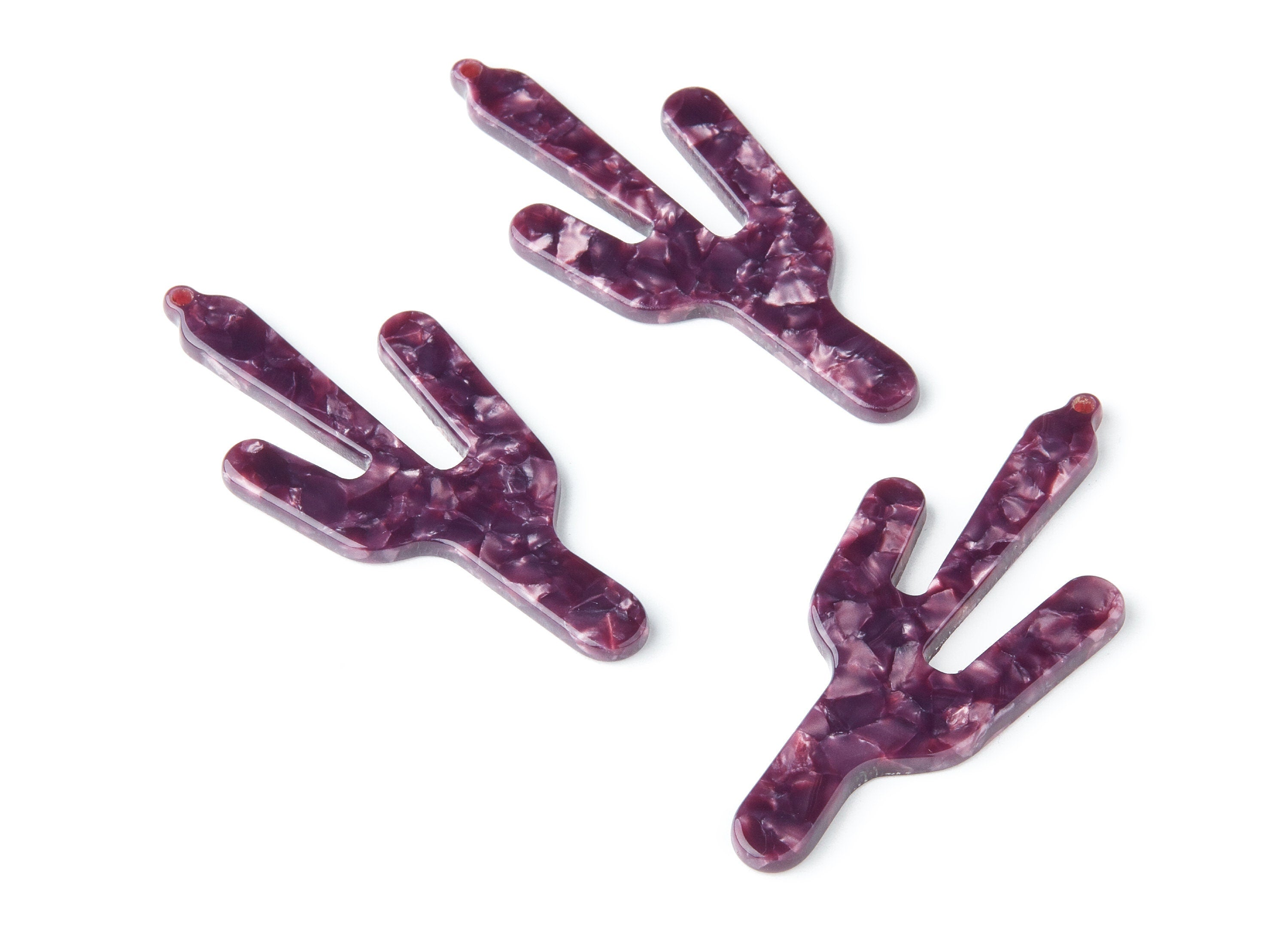 Acetate Cactus Earring Charms - Acrylic Cactus Pendant - Jewelry Supplies - Color Code: A41 - 63.29x27.97x2.75mm - AC1356T - DOMEDBAZAAR