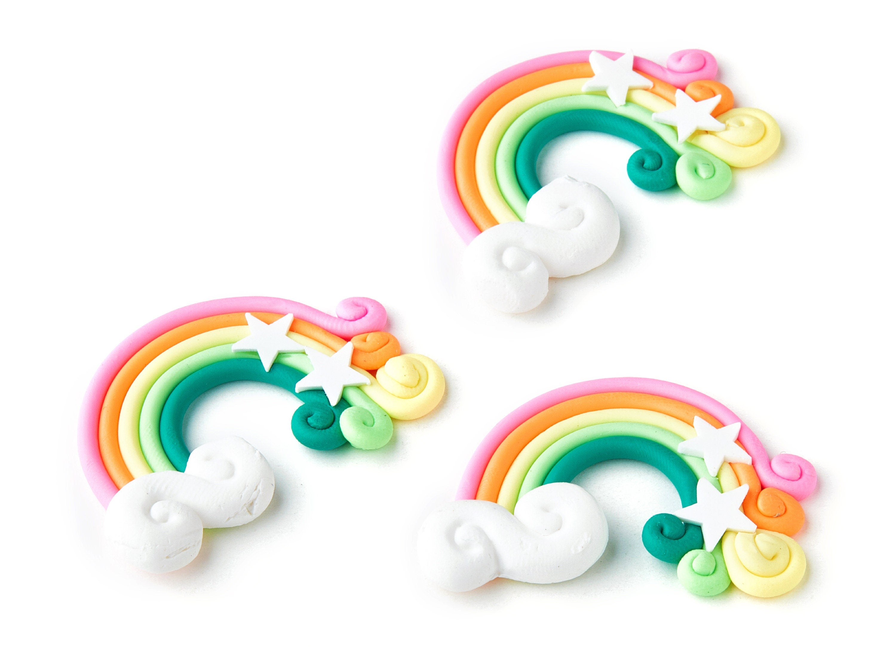 Polymer Clay Charms - Rainbow Cake Topper - Cake Decorations - 37.25x25.48x4.96mm - RC1013A - DOMEDBAZAAR